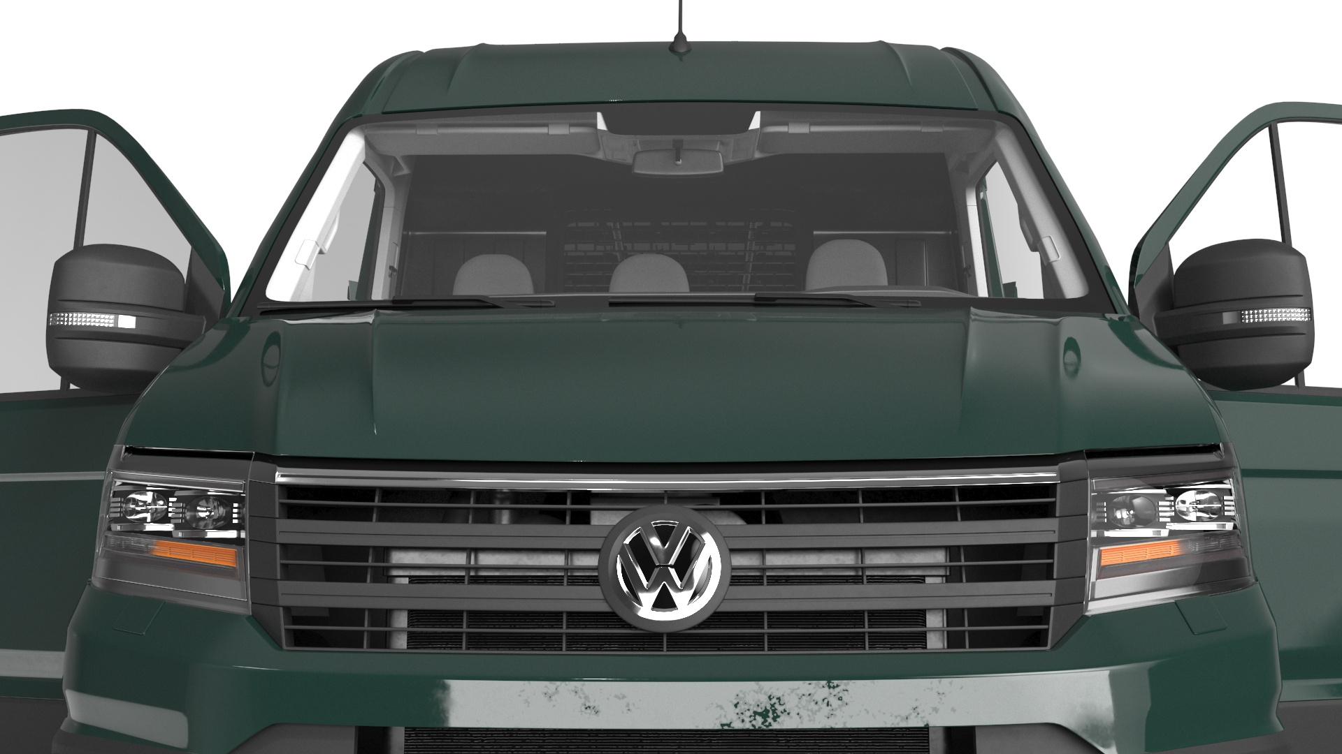3D model Volkswagen Crafter Van 2024 Green Color Rigged for Maya