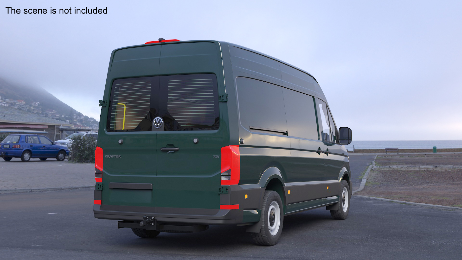 3D model Volkswagen Crafter Van 2024 Green Color Rigged for Maya