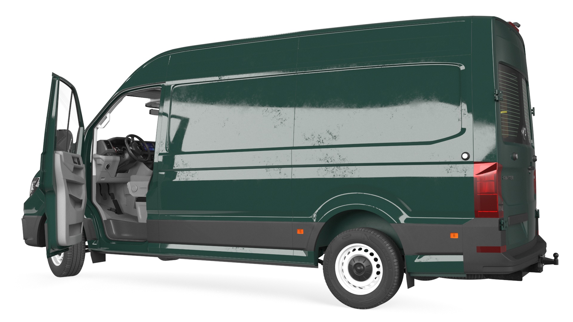 3D model Volkswagen Crafter Van 2024 Green Color Rigged for Maya