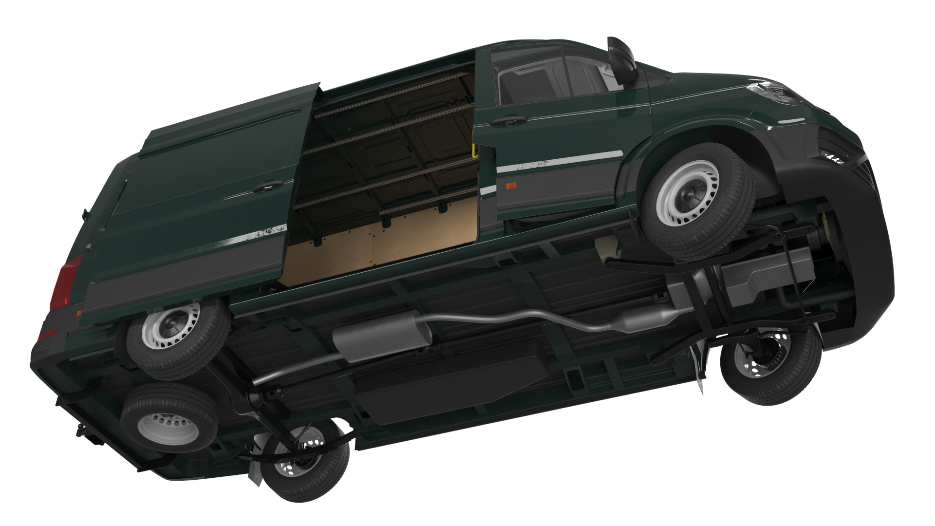 3D model Volkswagen Crafter Van 2024 Green Color Rigged for Maya