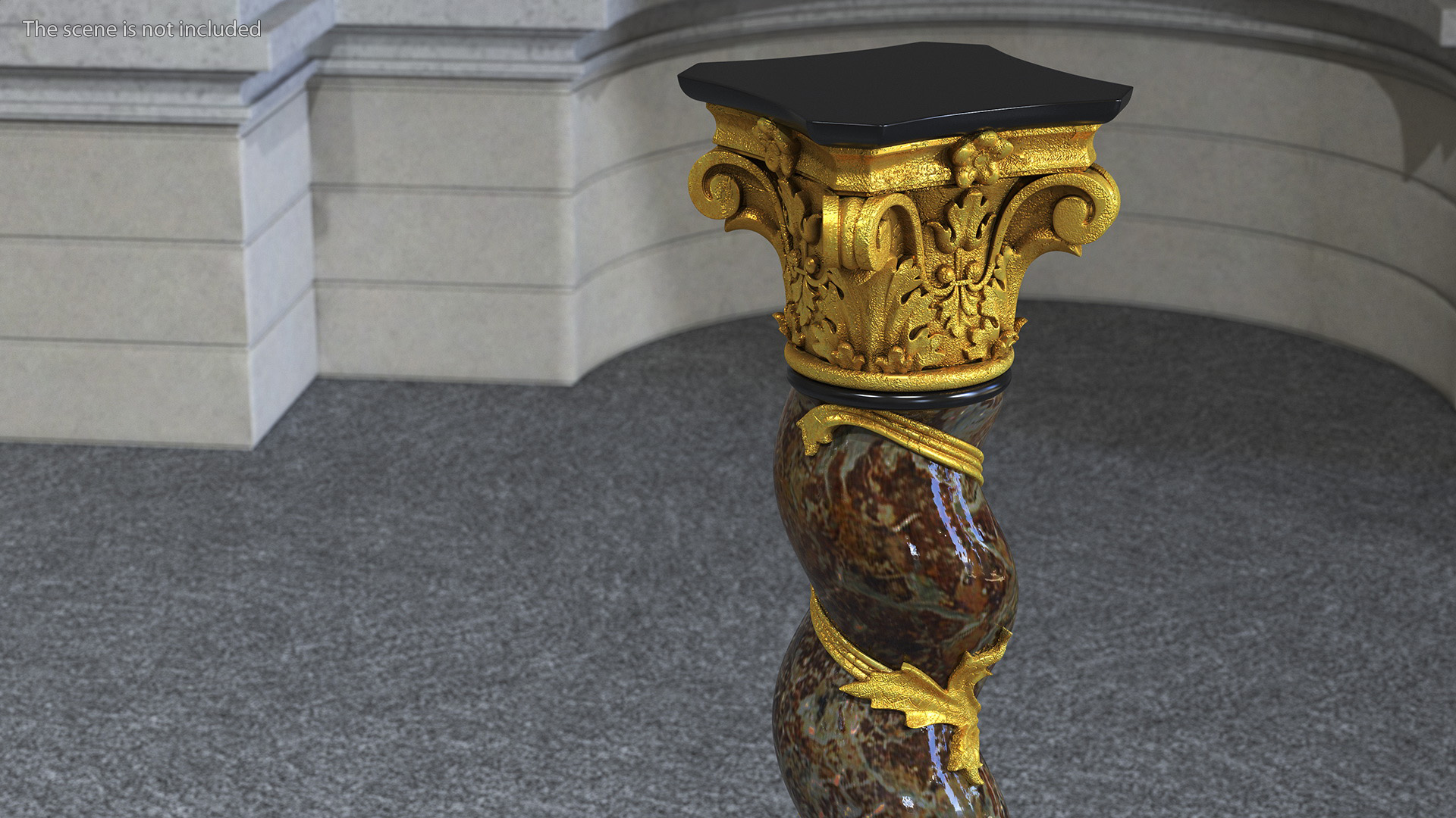 3D Baroque Twisted Column with Vine Decoration model