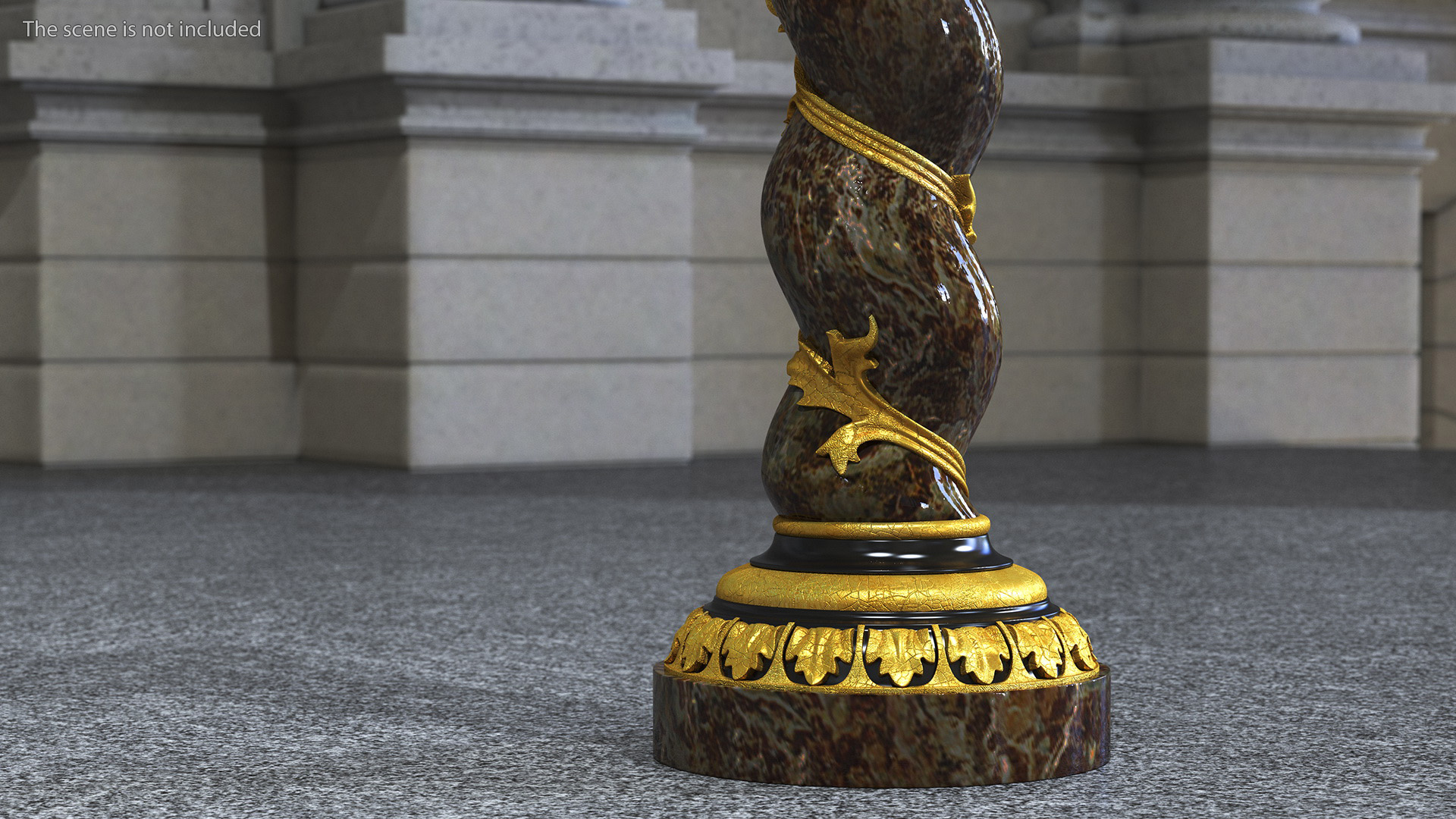 3D Baroque Twisted Column with Vine Decoration model