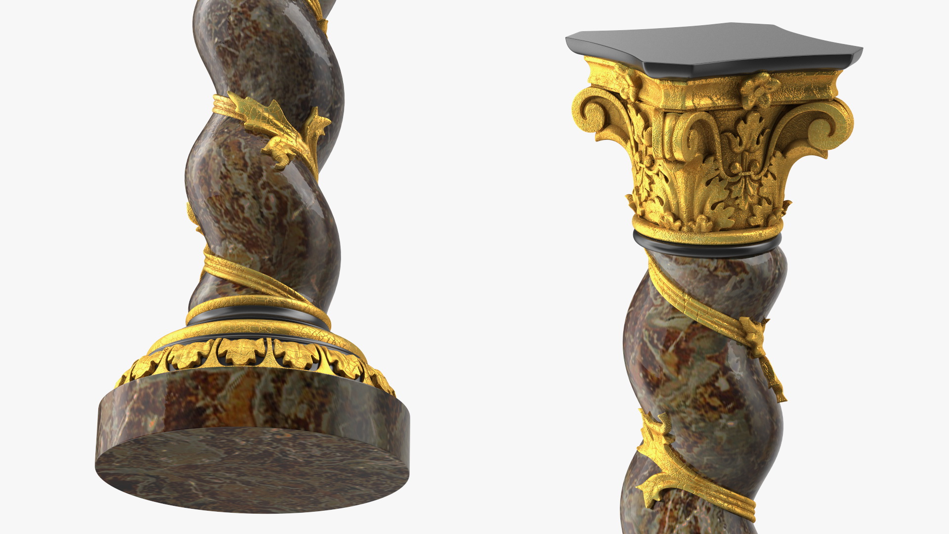 3D Baroque Twisted Column with Vine Decoration model