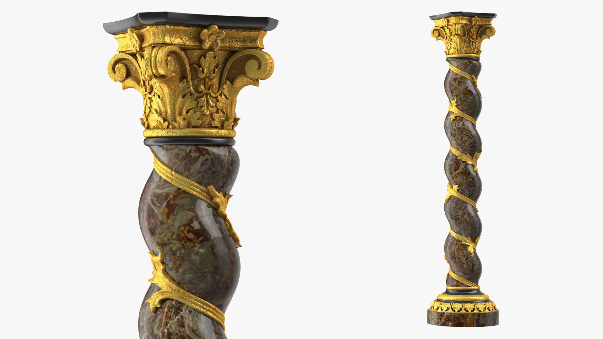 3D Baroque Twisted Column with Vine Decoration model