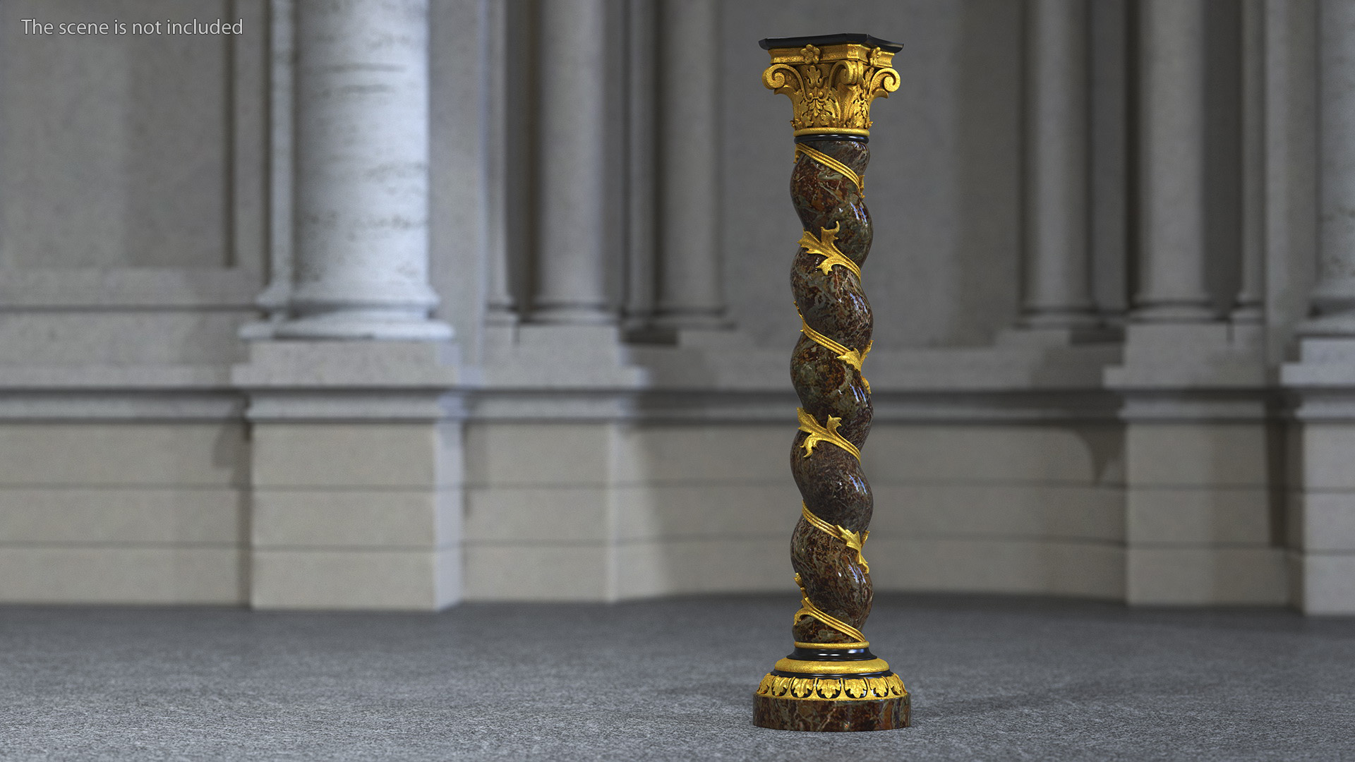 3D Baroque Twisted Column with Vine Decoration model