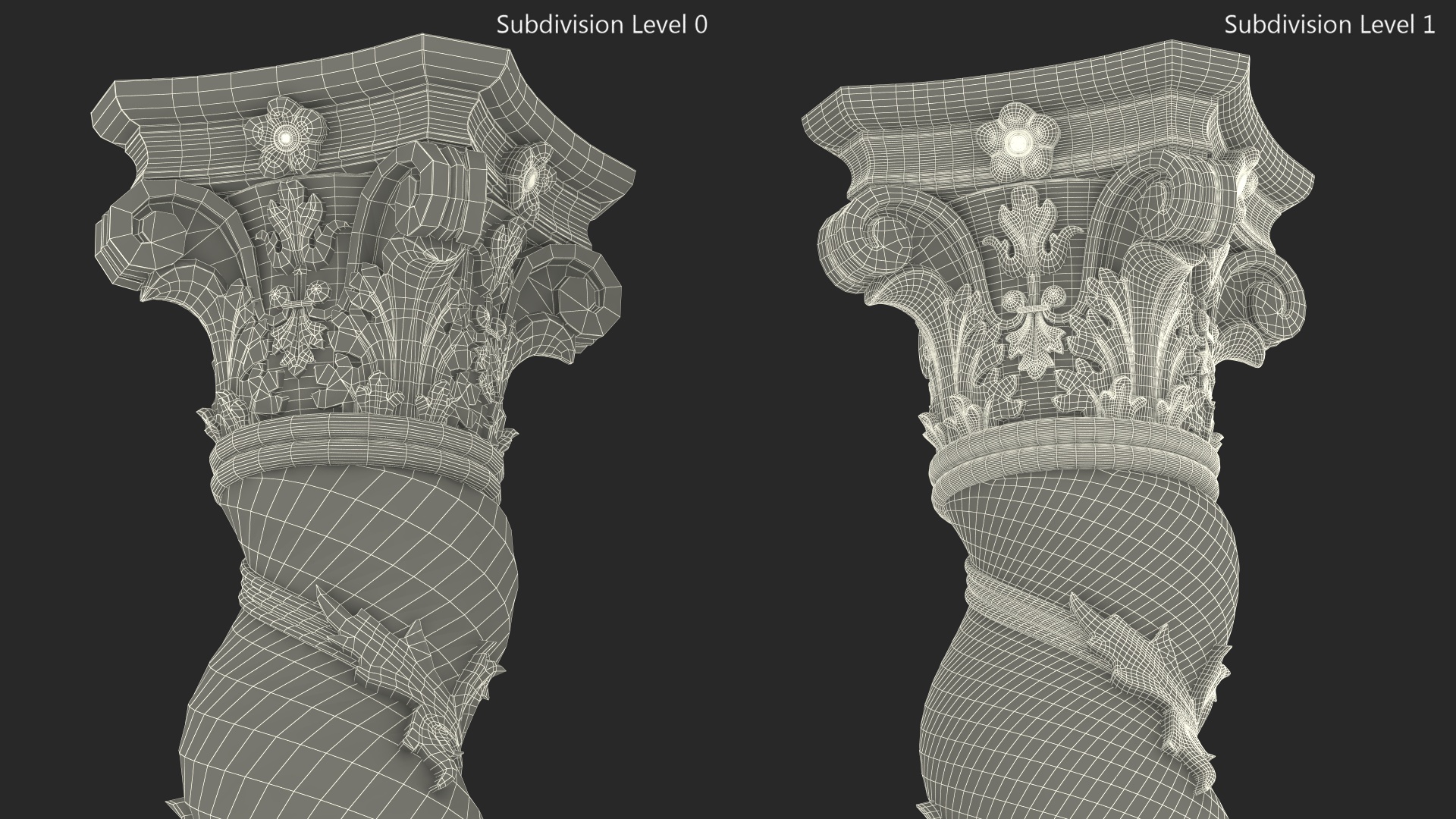 3D Baroque Twisted Column with Vine Decoration model