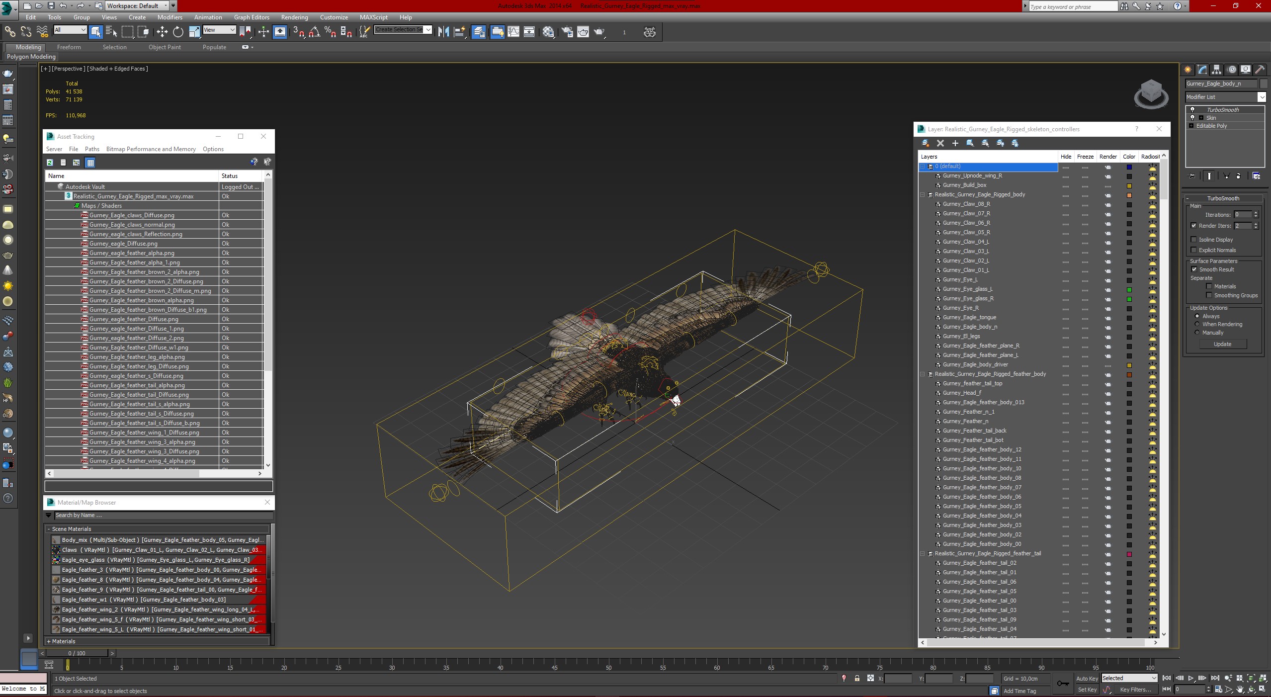 Realistic Gurney Eagle Rigged 3D model