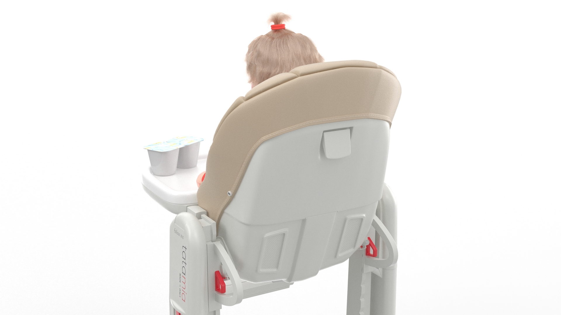 Toddler Girl Eating in High Chair Fur 3D