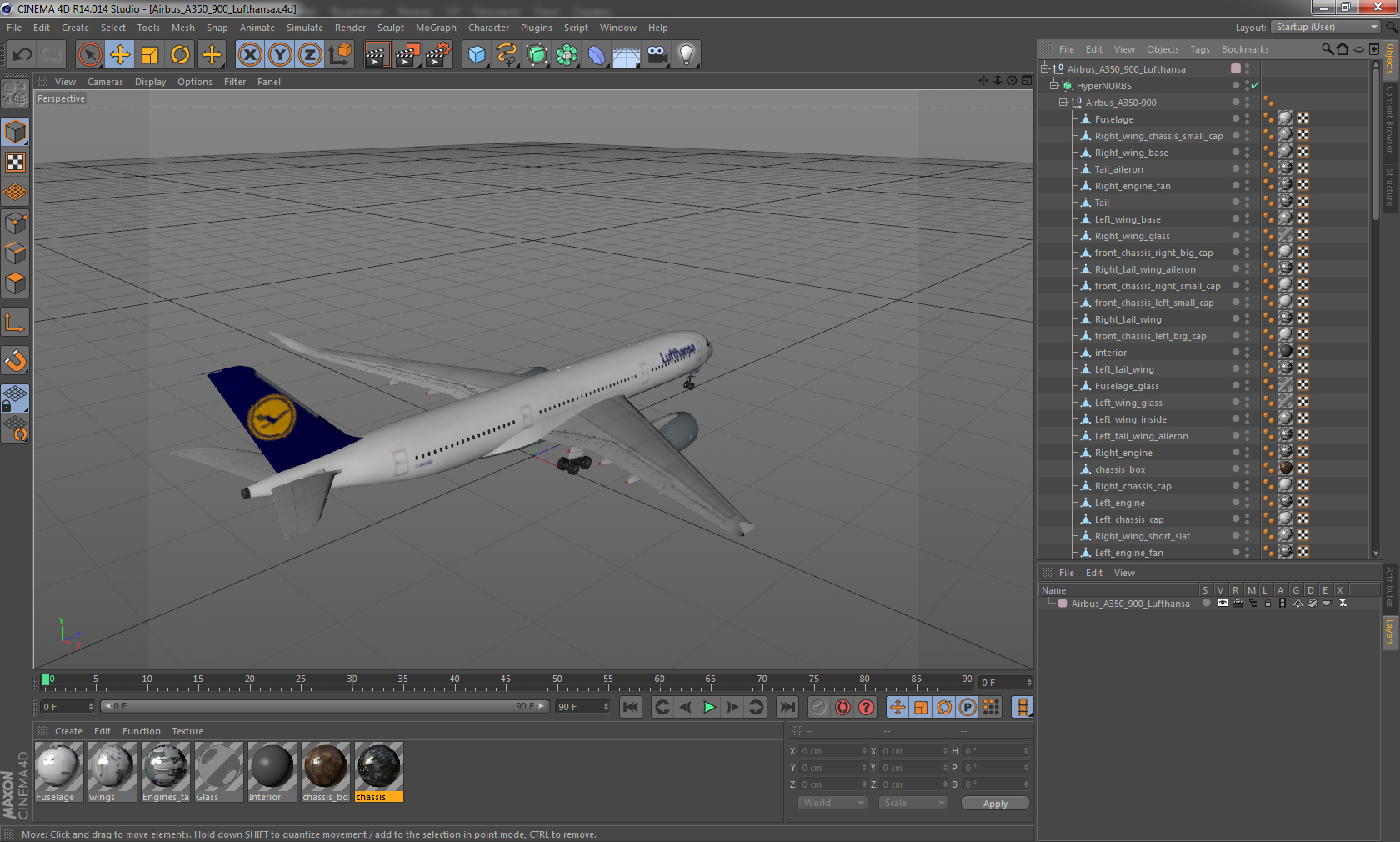 3D model Airbus A350 900 Lufthansa
