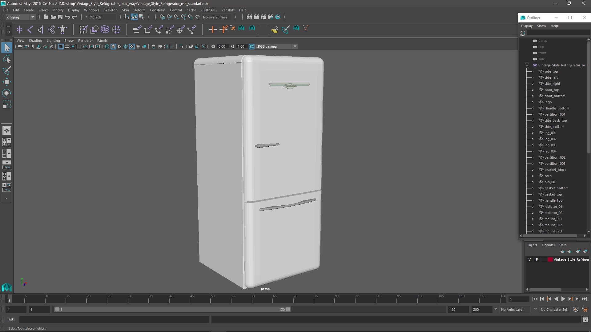 3D Vintage Style Refrigerator