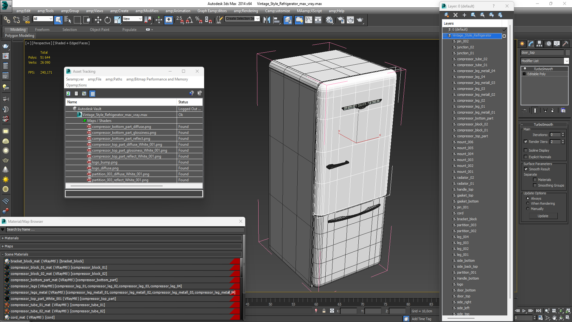3D Vintage Style Refrigerator