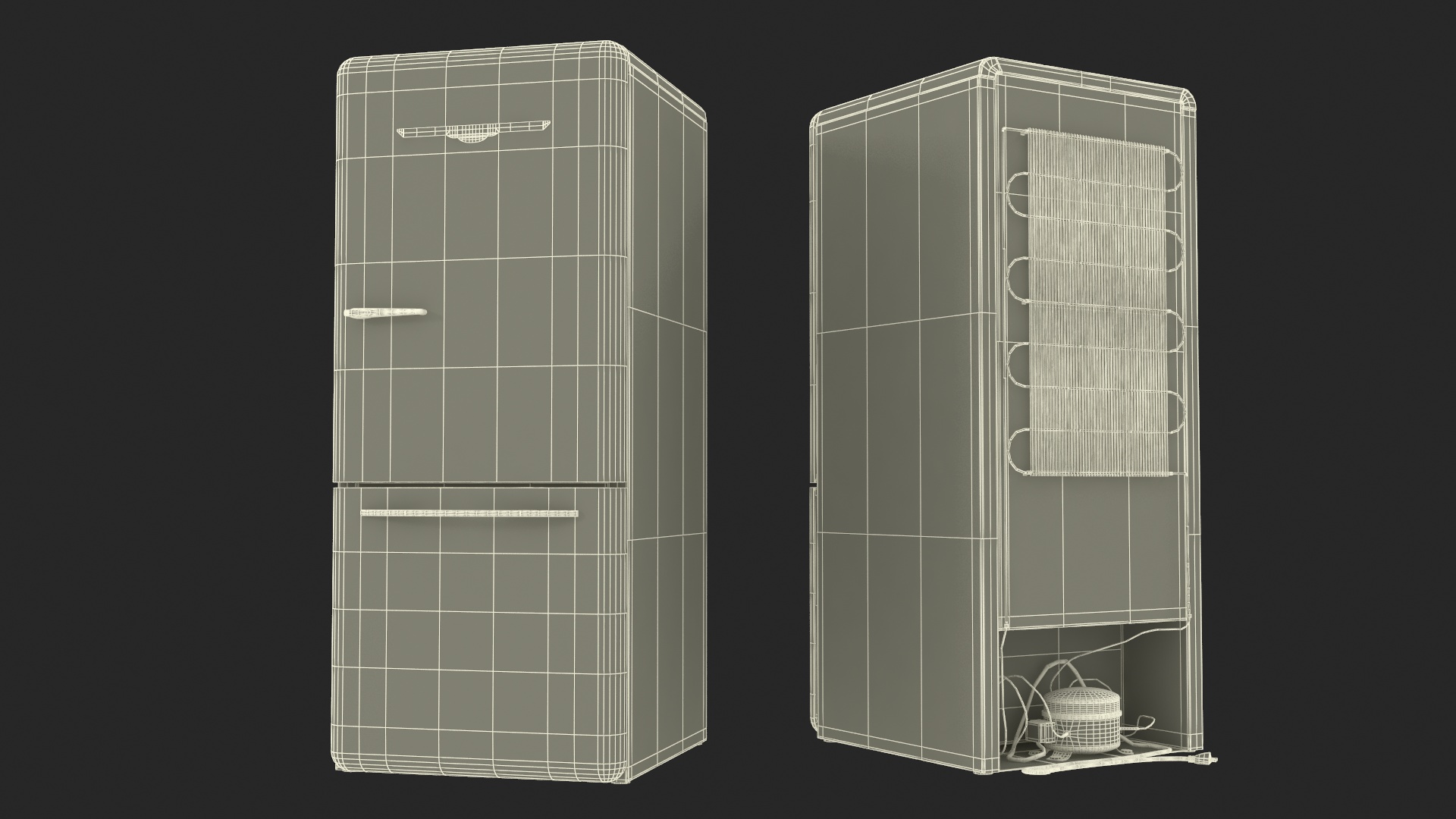3D Vintage Style Refrigerator