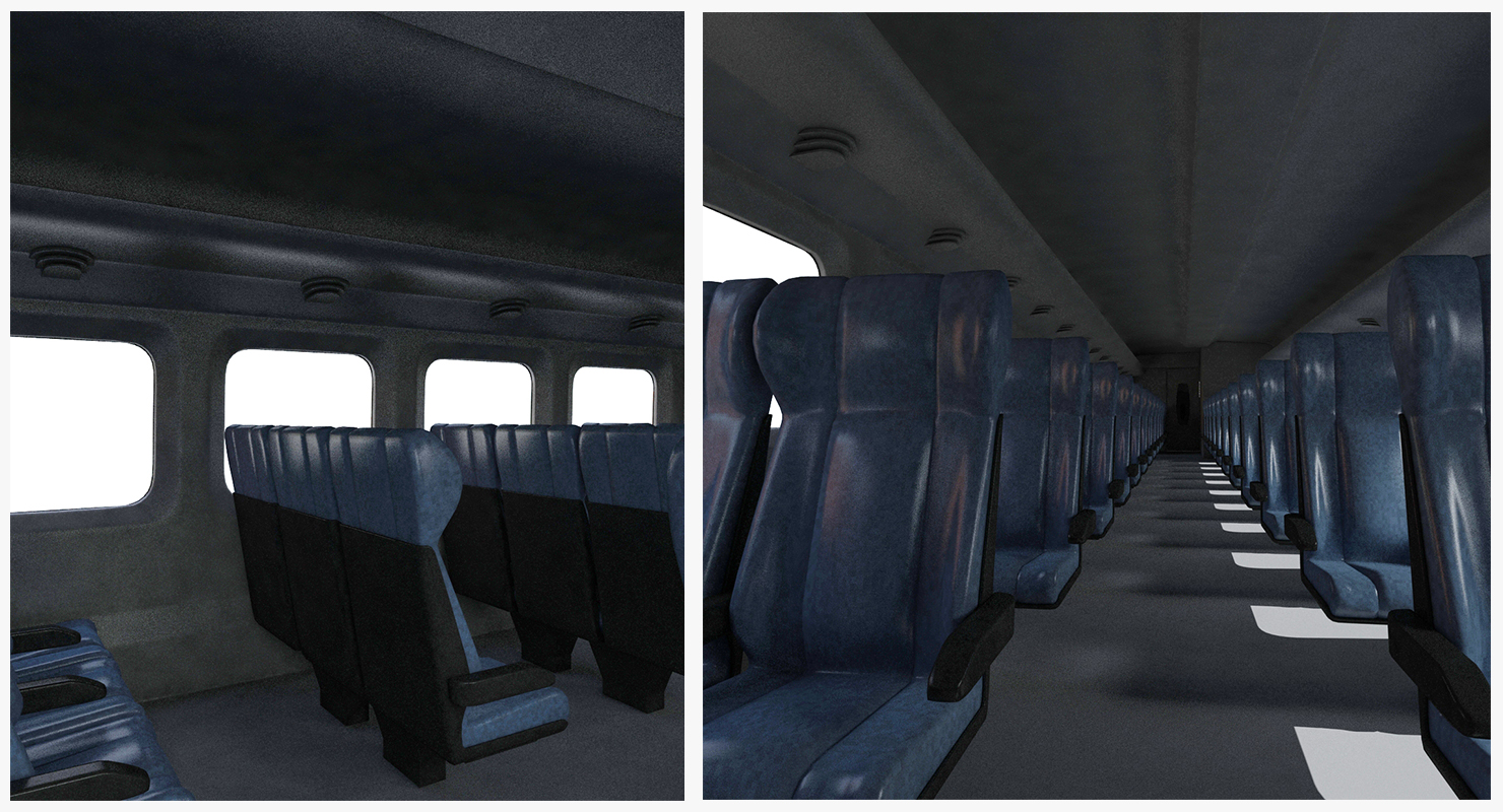 3D Bullet Train Passenger Car Rail Star Rigged model