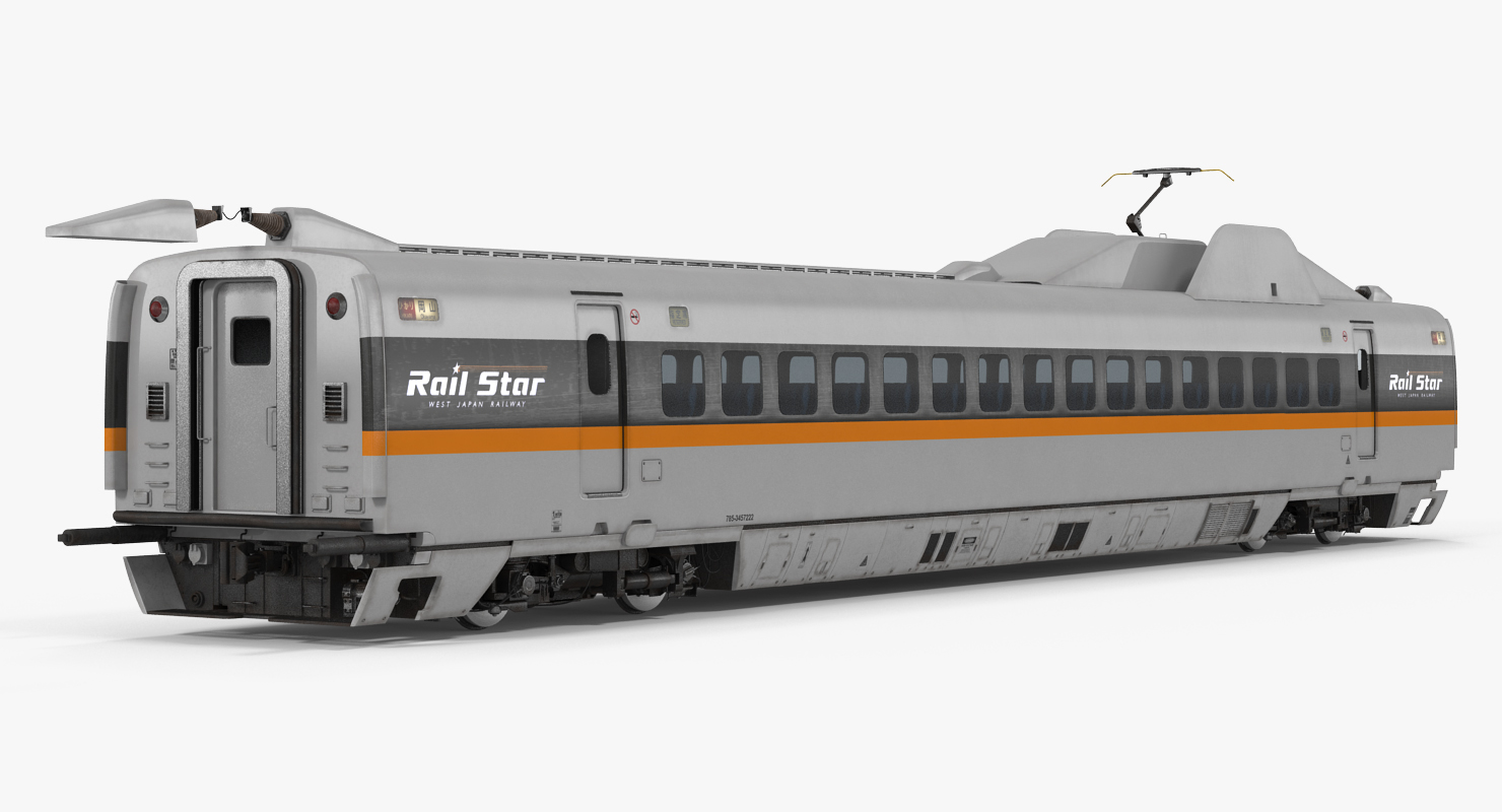 3D Bullet Train Passenger Car Rail Star Rigged model