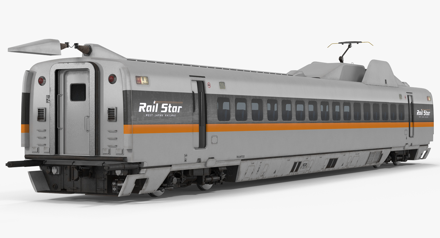 3D Bullet Train Passenger Car Rail Star Rigged model