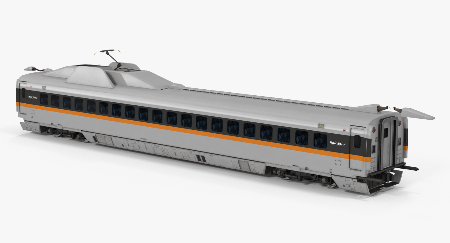 3D Bullet Train Passenger Car Rail Star Rigged model