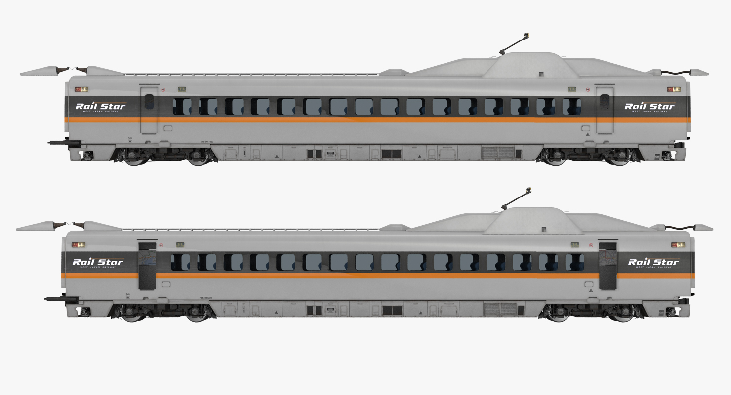 3D Bullet Train Passenger Car Rail Star Rigged model