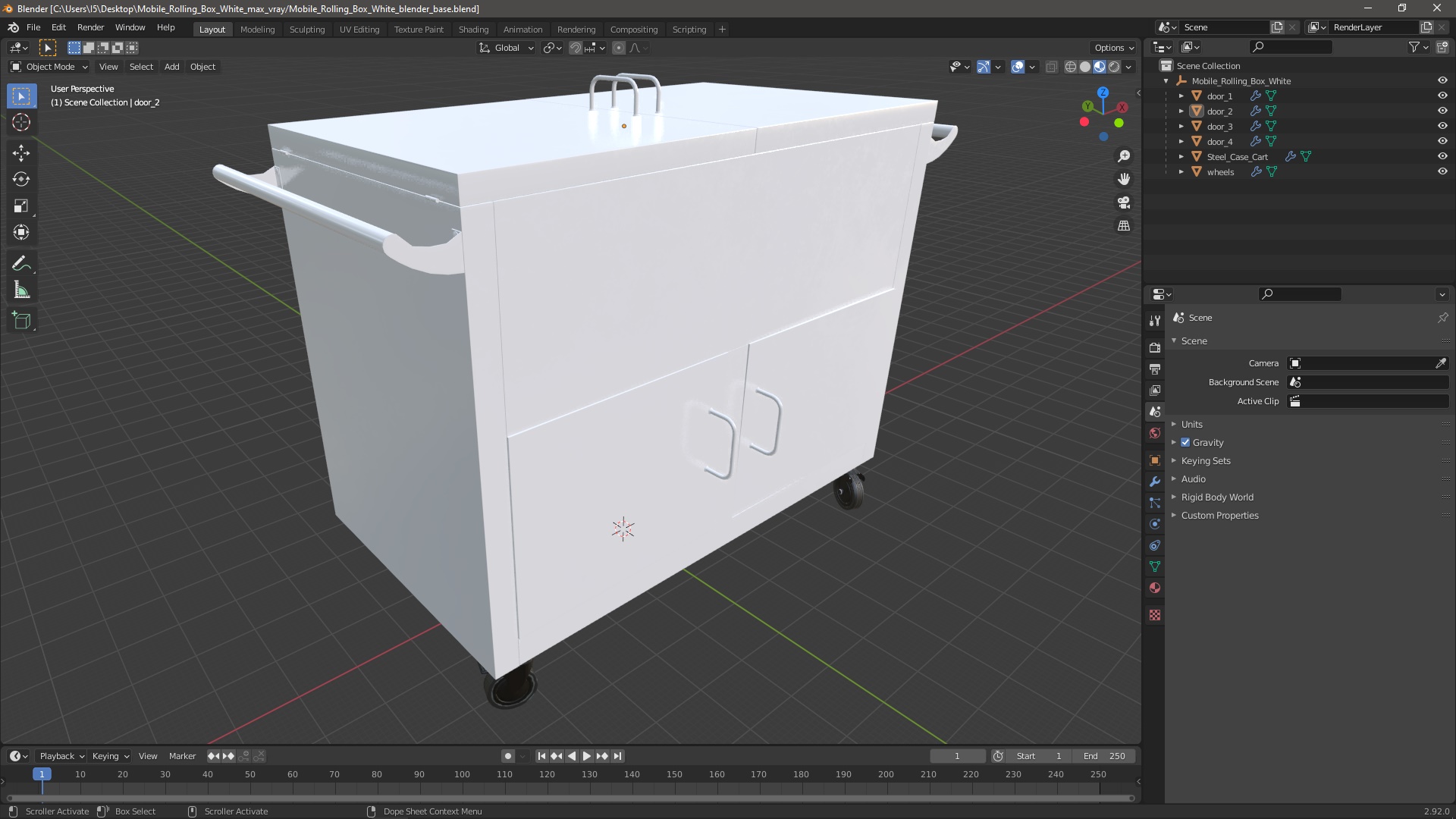 Mobile Rolling Box White 3D model