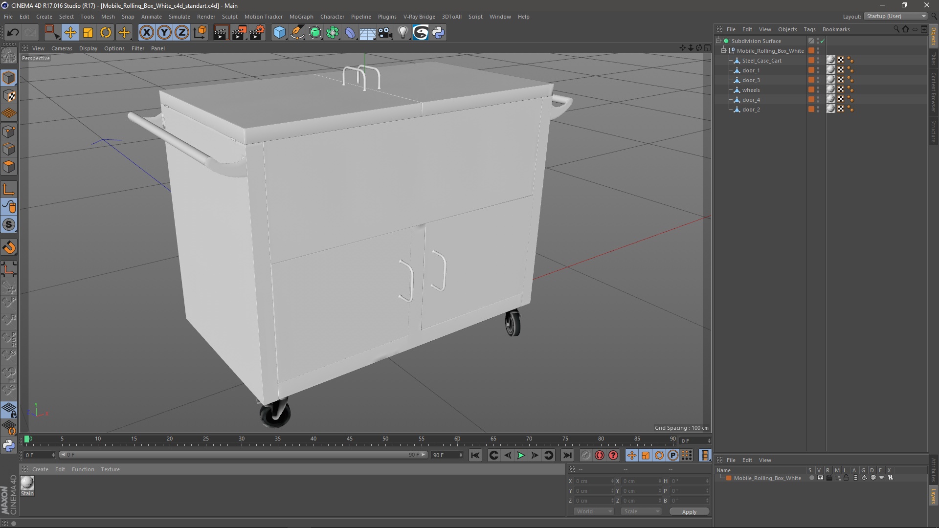 Mobile Rolling Box White 3D model