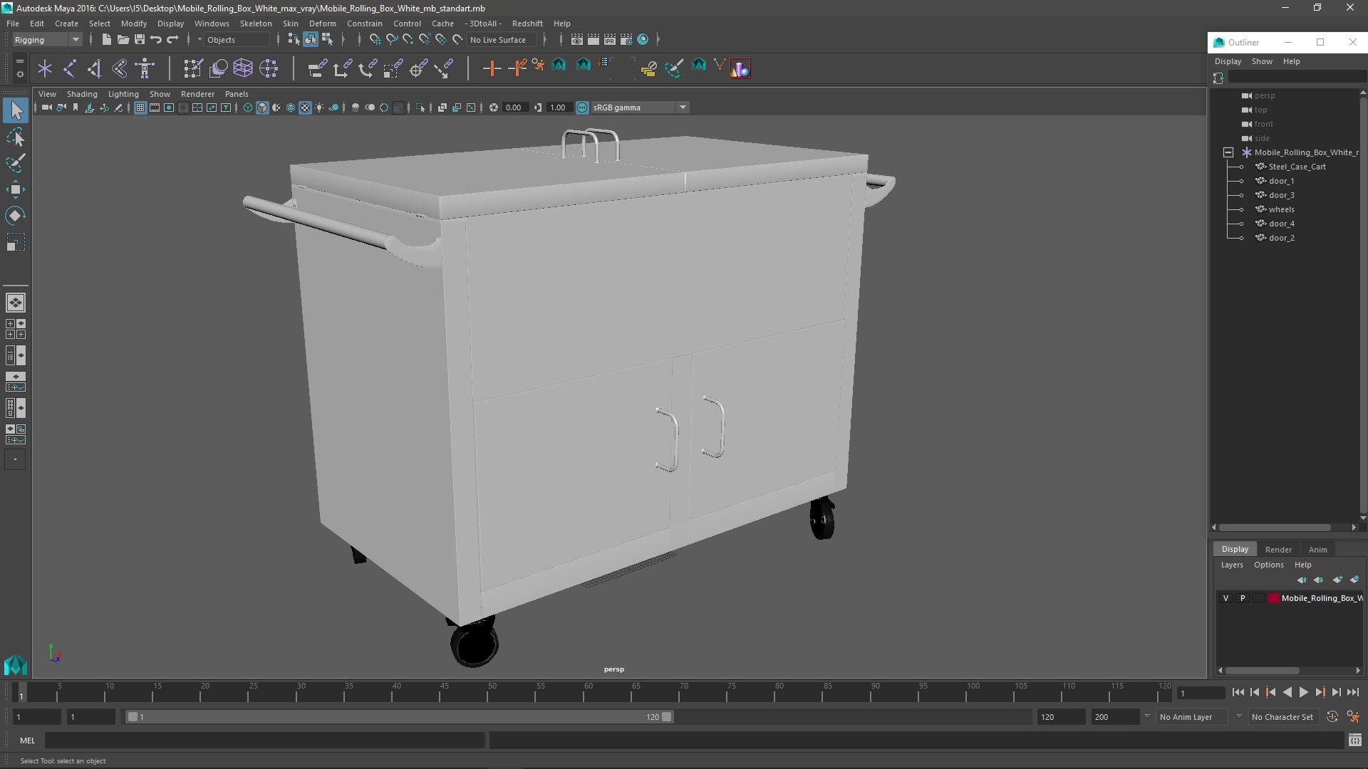 Mobile Rolling Box White 3D model
