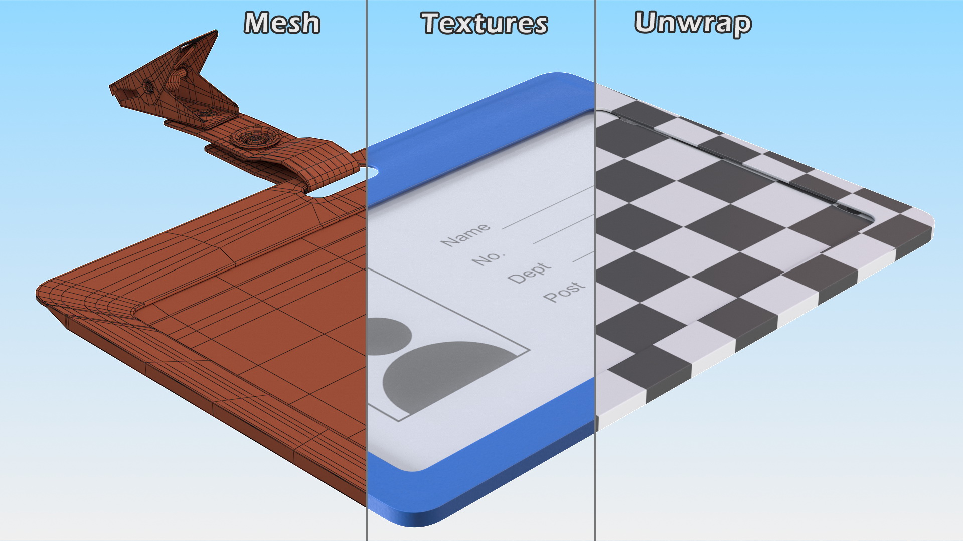 3D Rigid Enclosed Horizontal ID Badge Card Holder