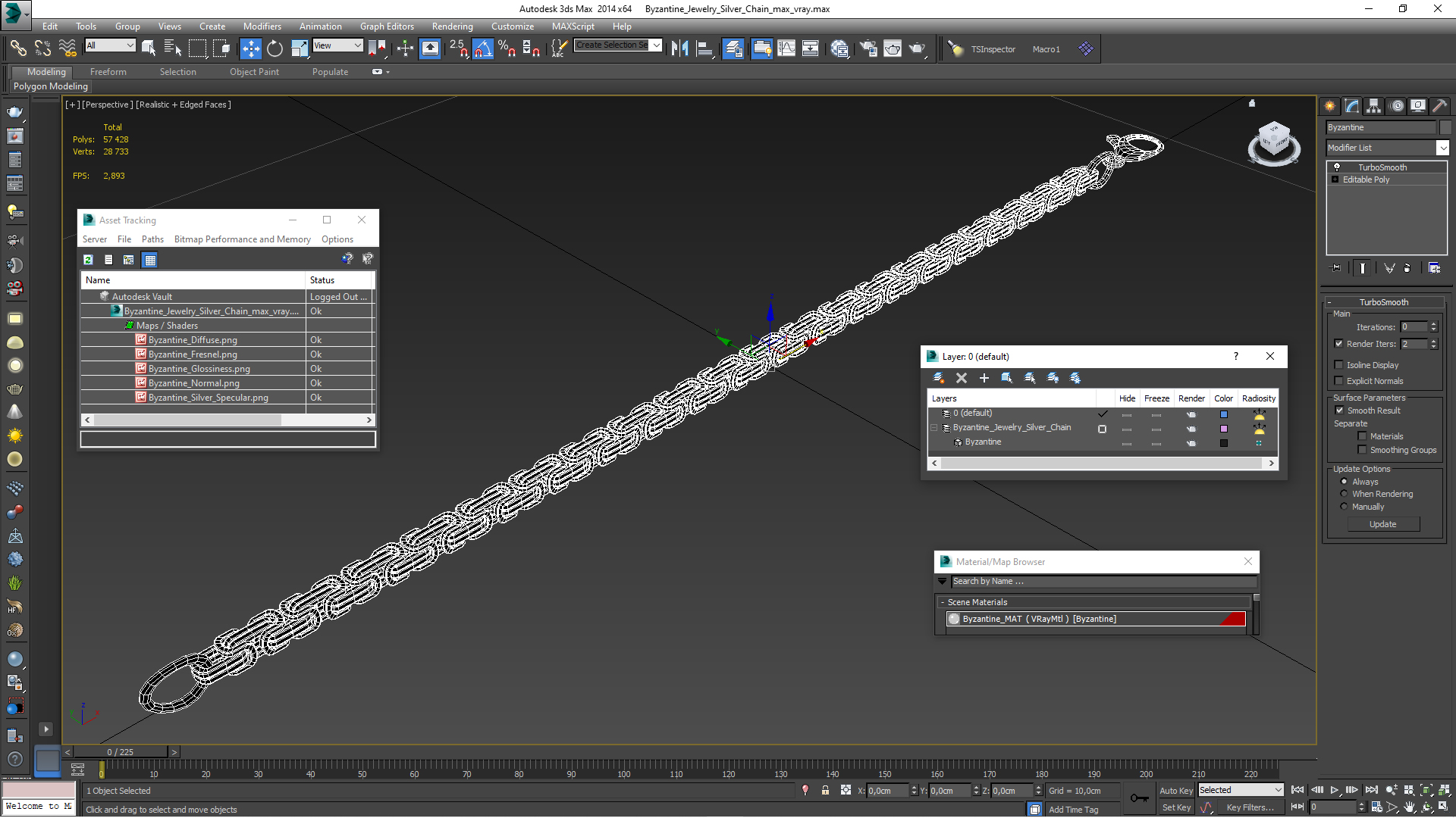 3D model Byzantine Jewelry Silver Chain