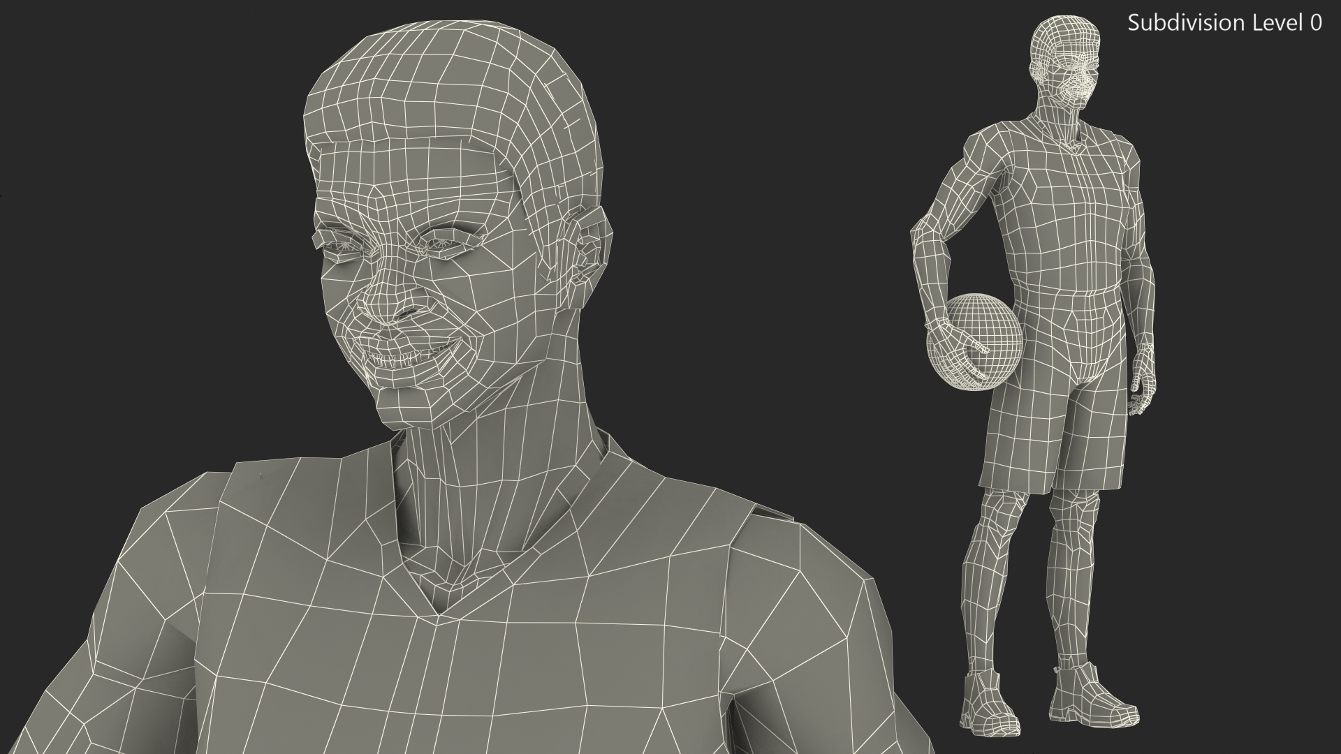 3D model Dark Skin Teenager Basketball Player Standing Pose
