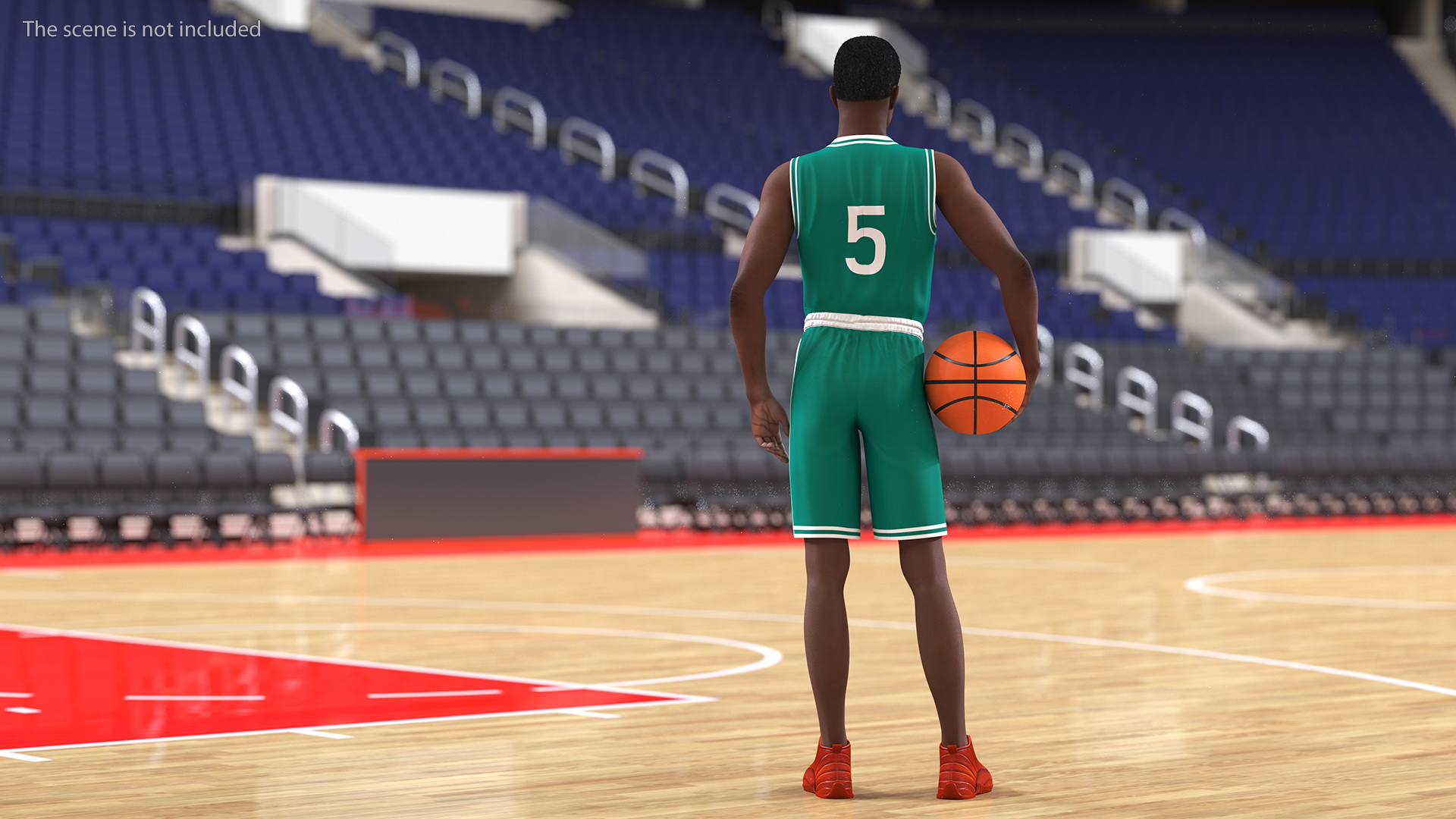 3D model Dark Skin Teenager Basketball Player Standing Pose