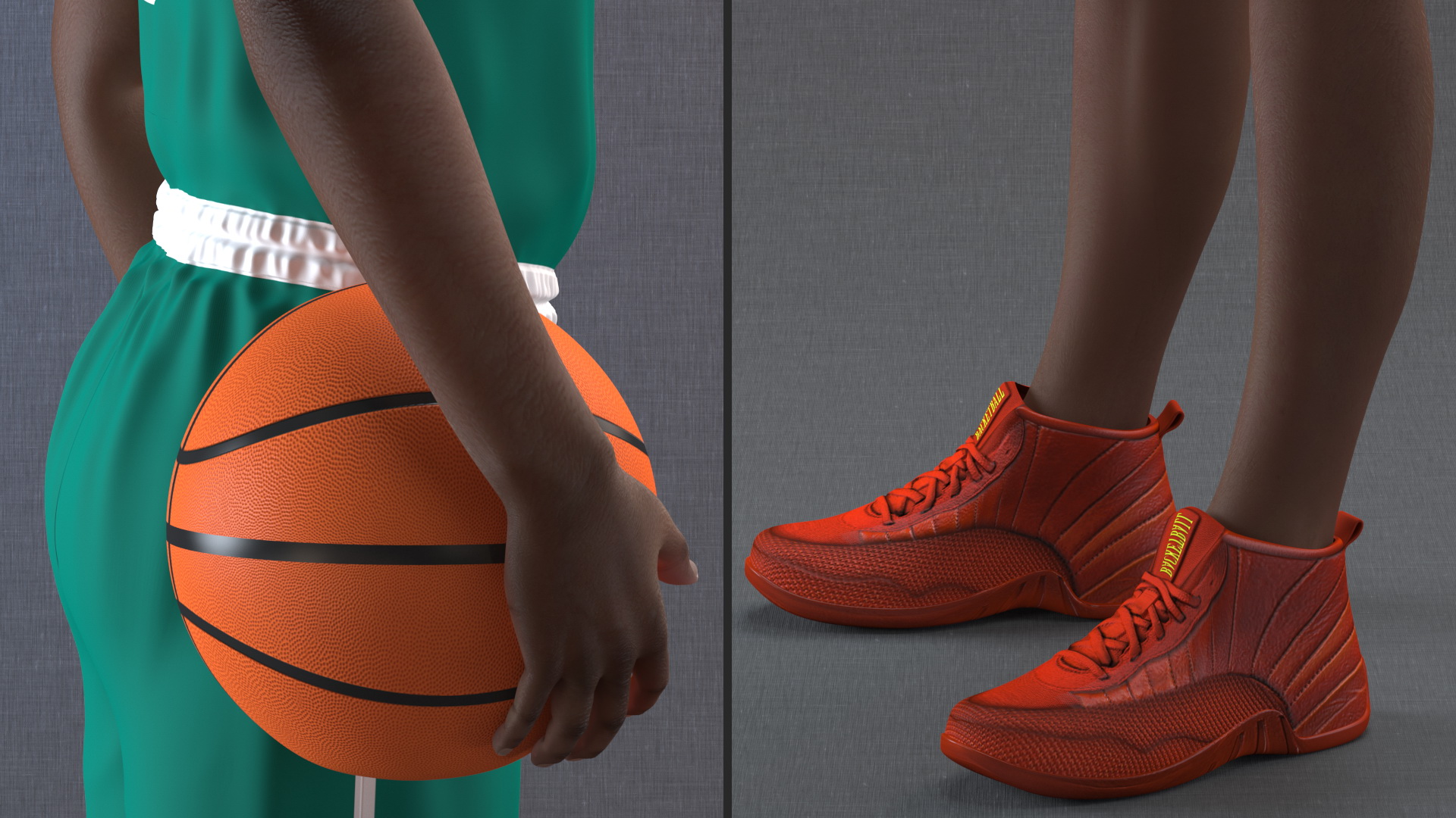3D model Dark Skin Teenager Basketball Player Standing Pose