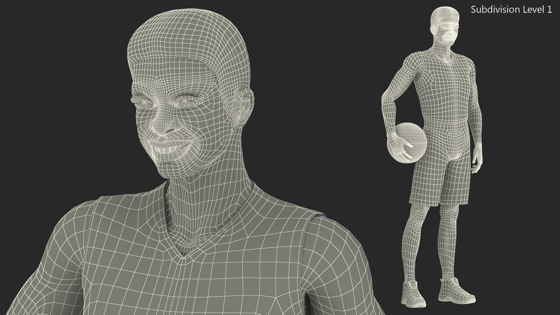 3D model Dark Skin Teenager Basketball Player Standing Pose