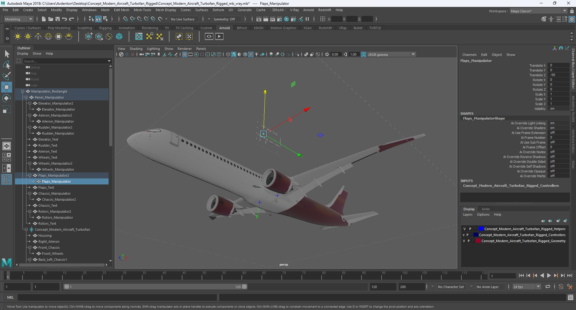 3D Concept Modern Aircraft Turbofan Rigged for Maya model