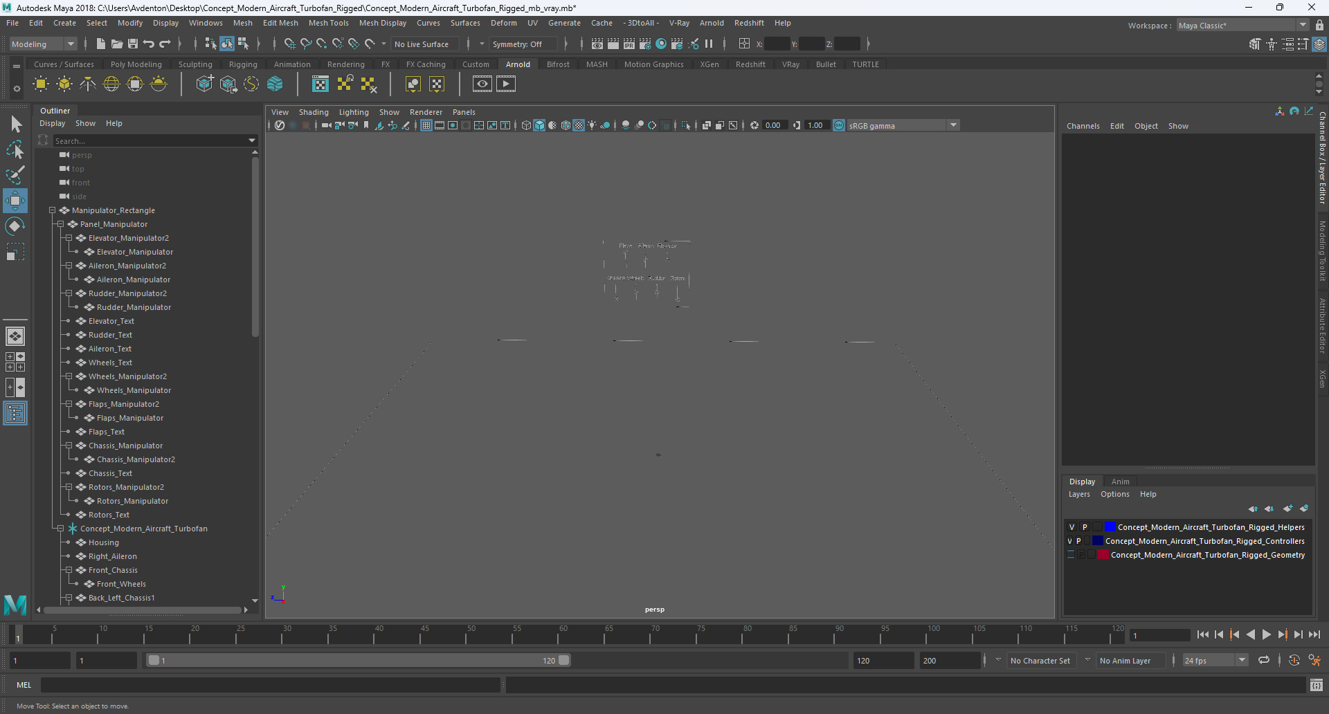 3D Concept Modern Aircraft Turbofan Rigged for Maya model