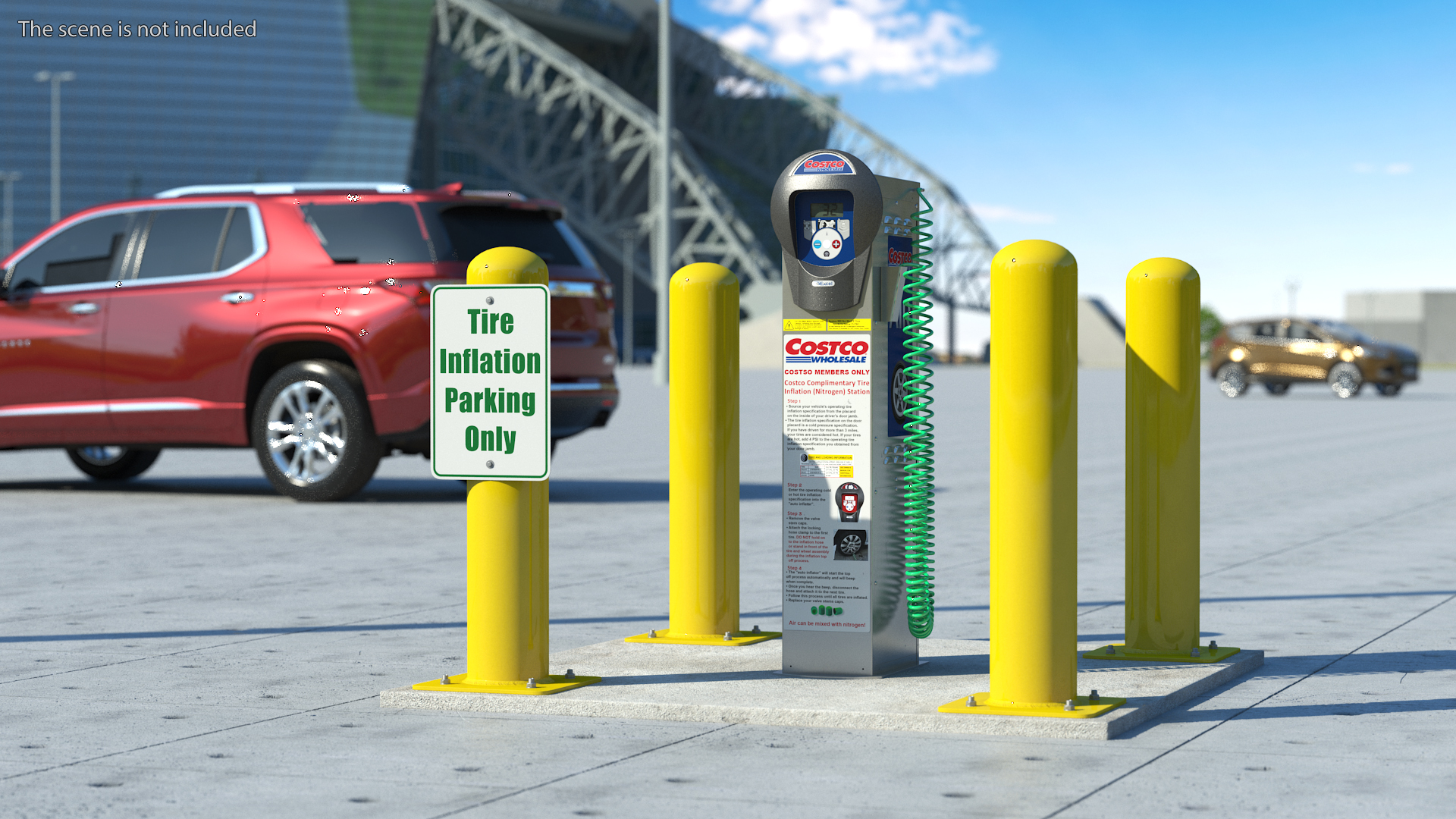 3D Self Service Tire Air Station Pillar Blue