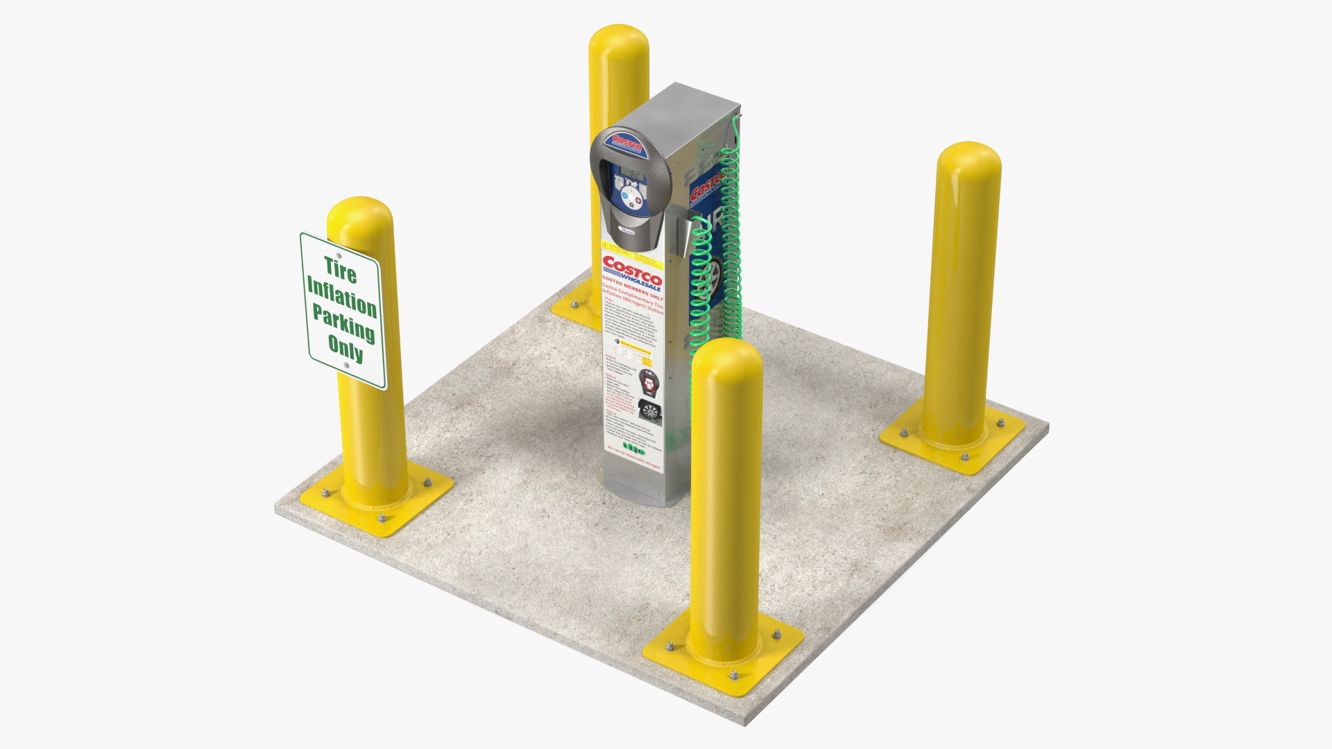 3D Self Service Tire Air Station Pillar Blue
