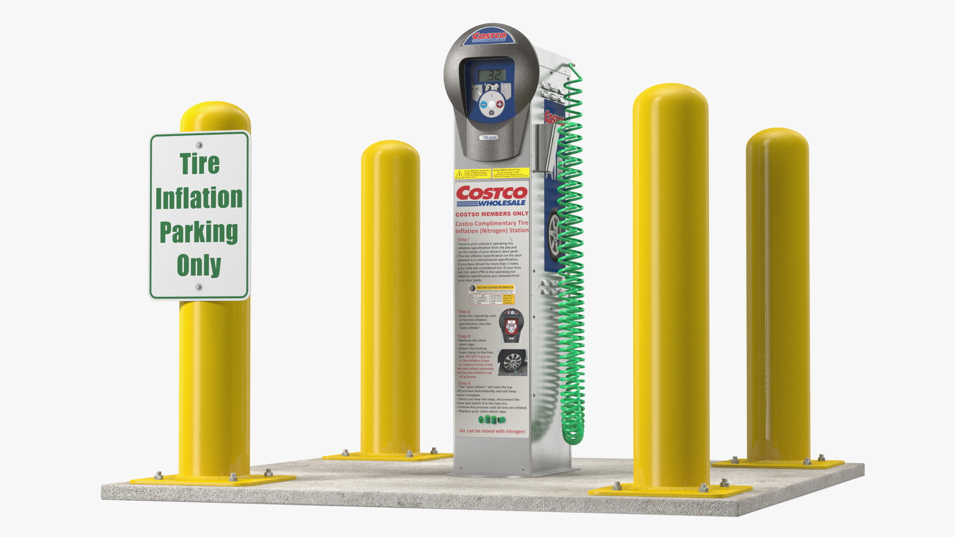 3D Self Service Tire Air Station Pillar Blue