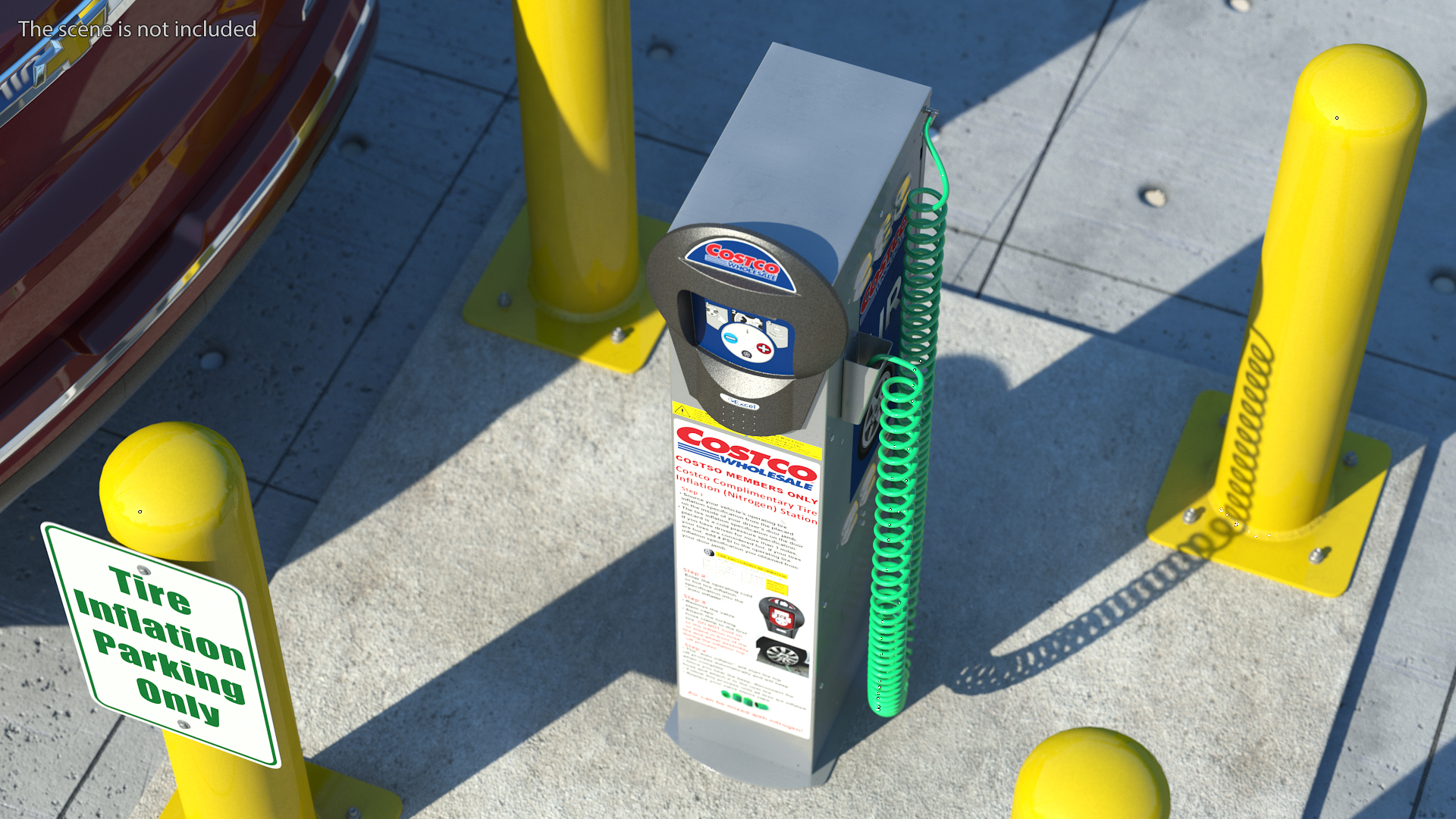 3D Self Service Tire Air Station Pillar Blue