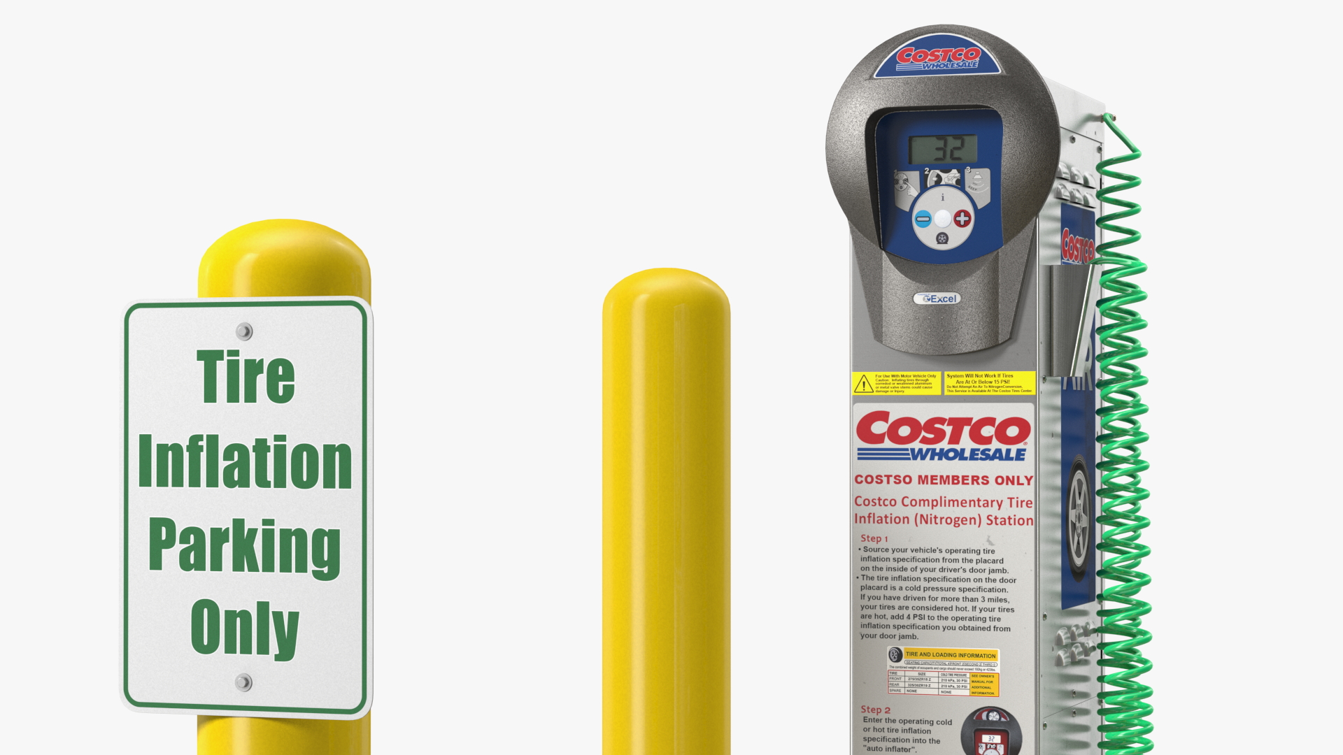 3D Self Service Tire Air Station Pillar Blue