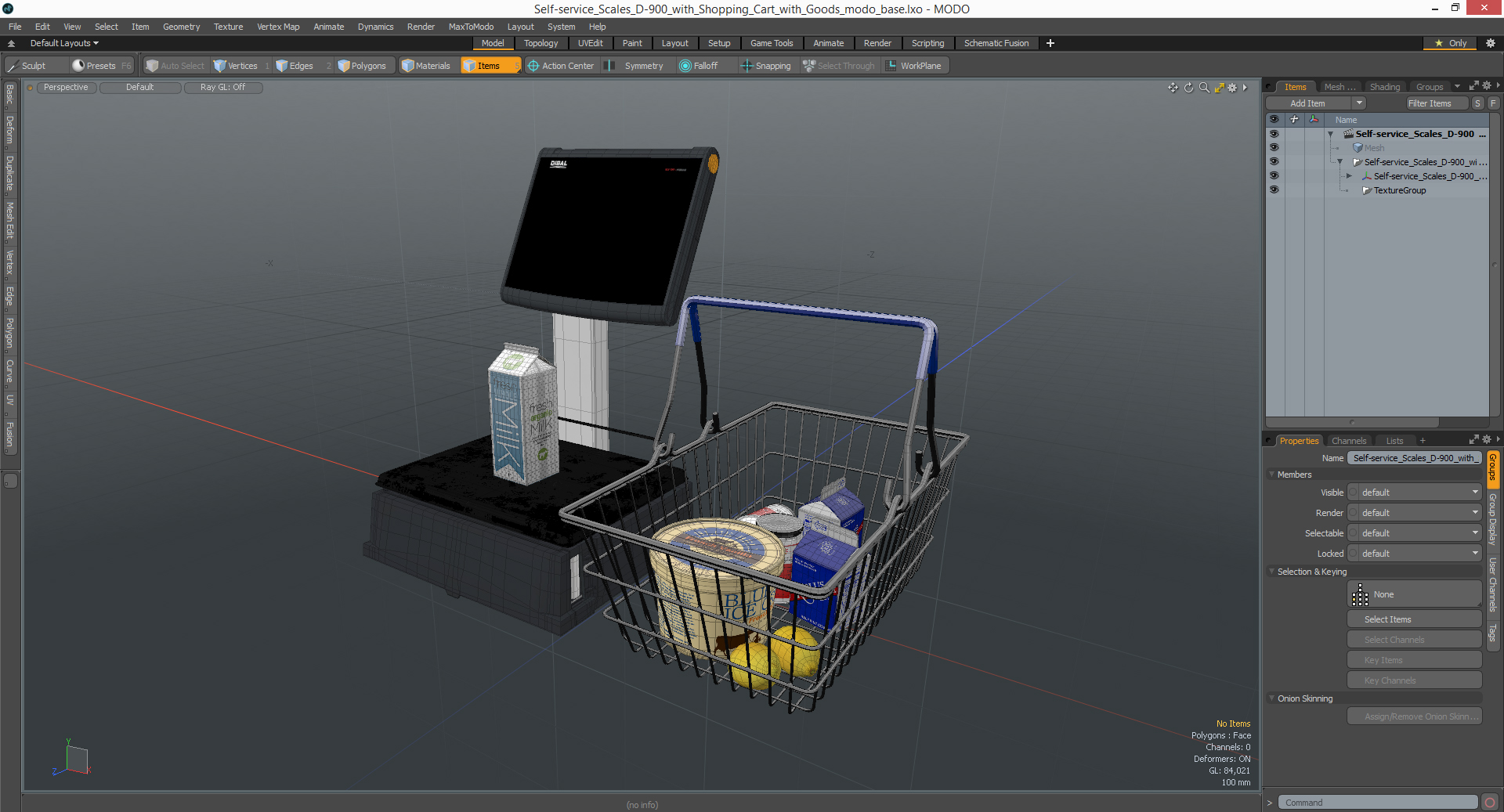 3D model Self-service Scales D-900 with Shopping Cart with Goods