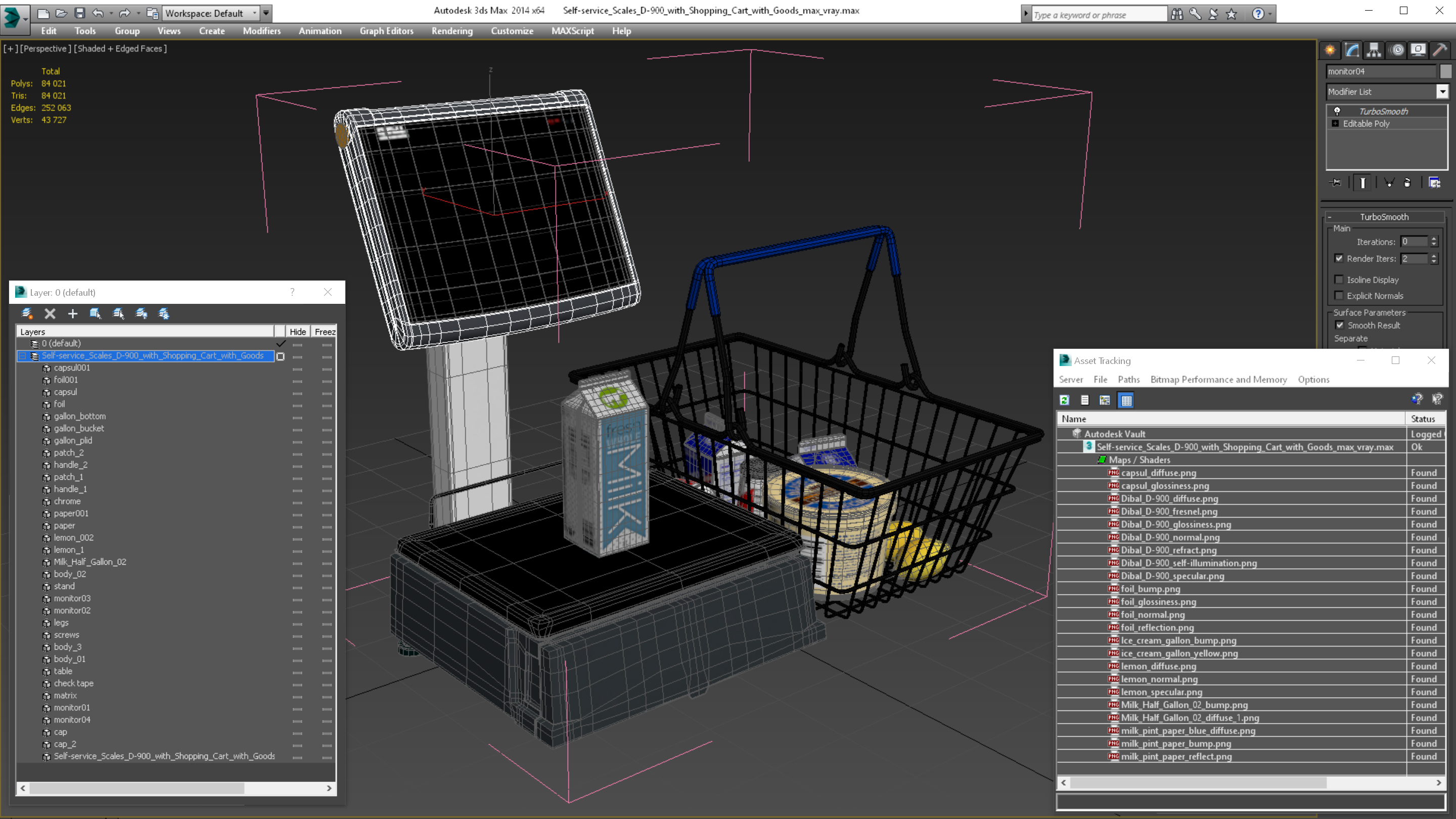 3D model Self-service Scales D-900 with Shopping Cart with Goods