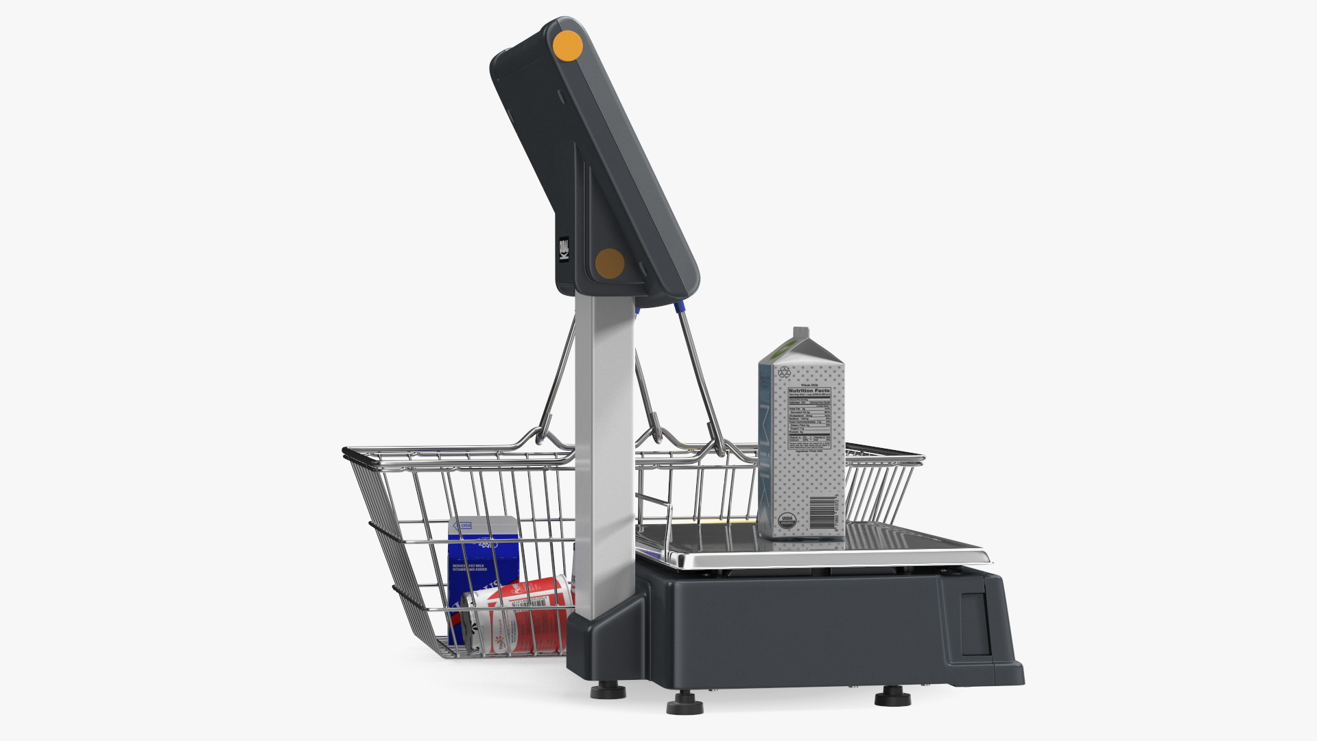 3D model Self-service Scales D-900 with Shopping Cart with Goods