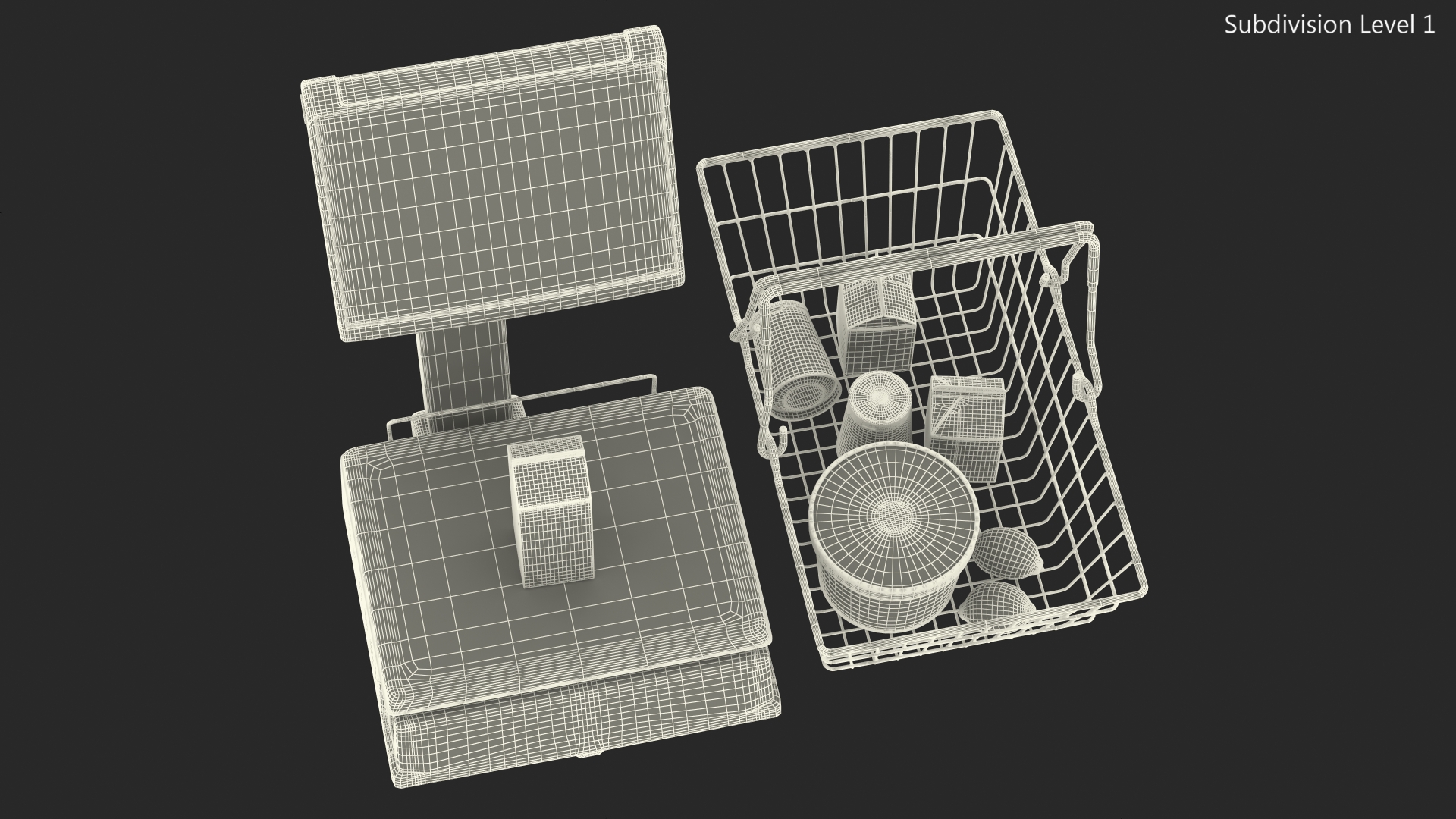 3D model Self-service Scales D-900 with Shopping Cart with Goods