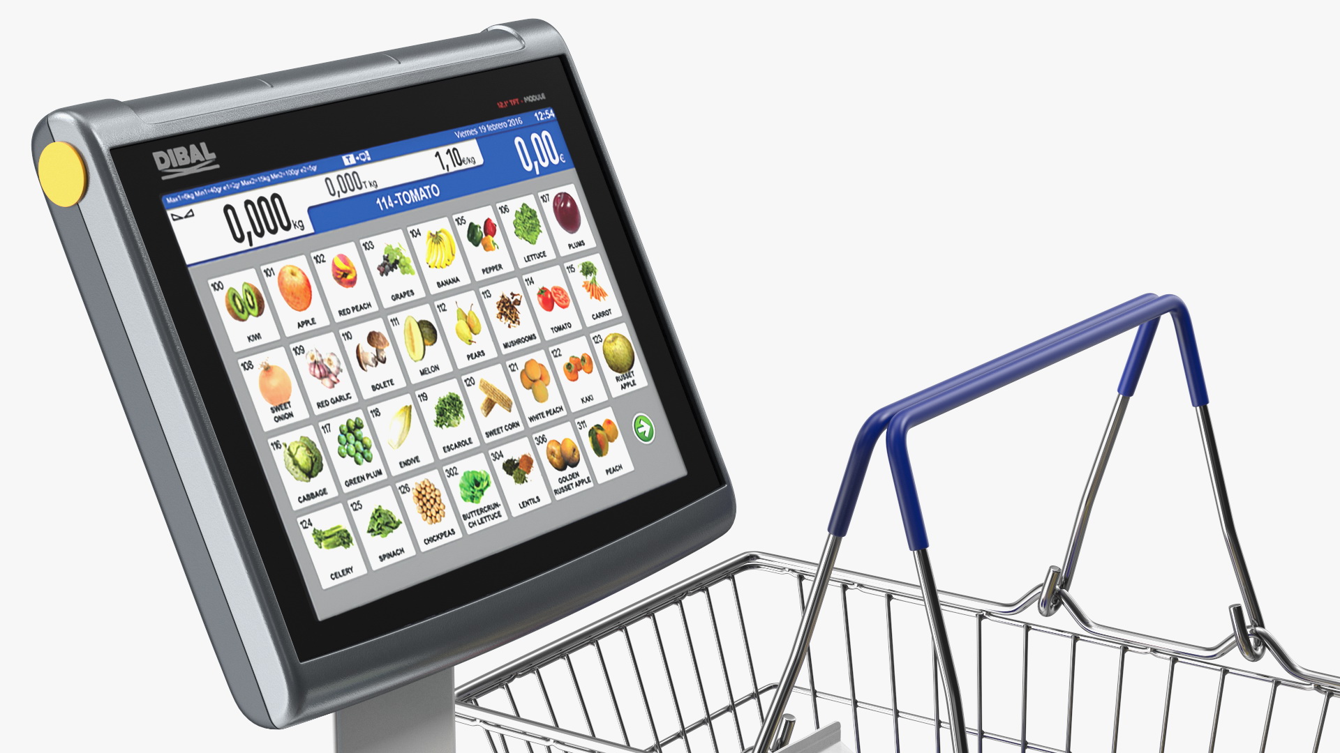 3D model Self-service Scales D-900 with Shopping Cart with Goods