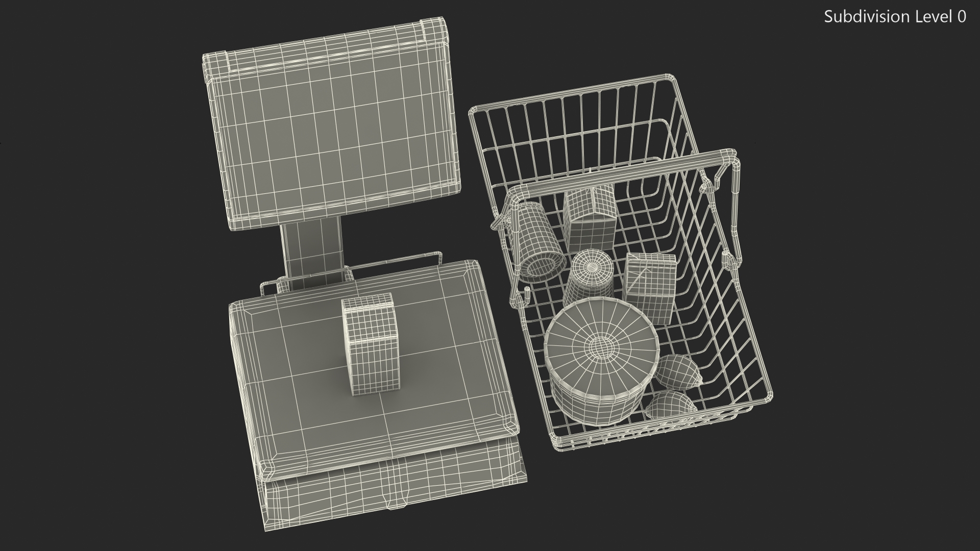 3D model Self-service Scales D-900 with Shopping Cart with Goods