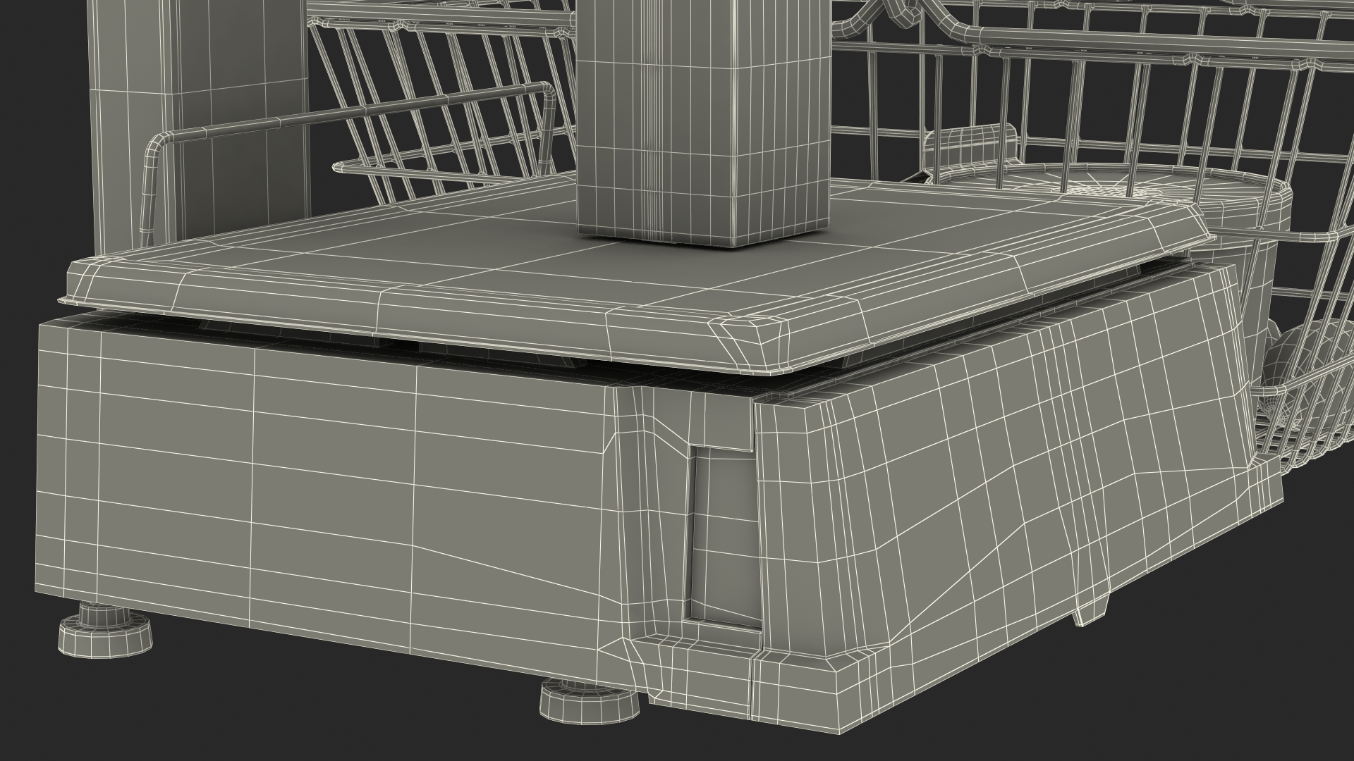 3D model Self-service Scales D-900 with Shopping Cart with Goods