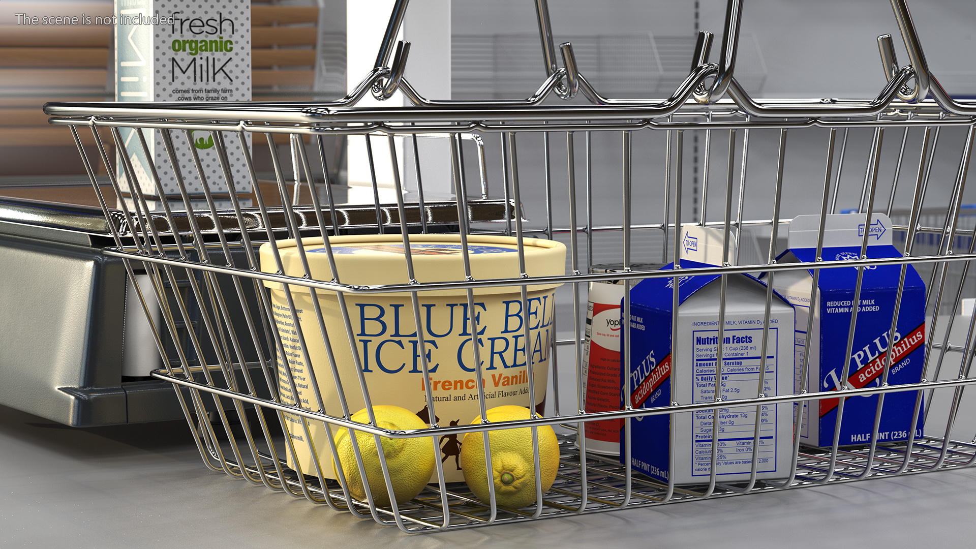 3D model Self-service Scales D-900 with Shopping Cart with Goods
