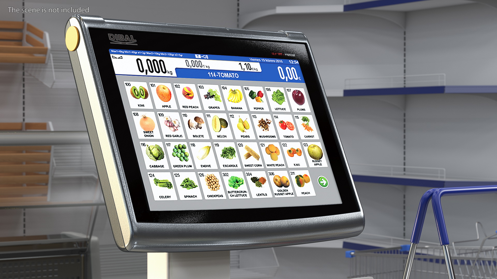 3D model Self-service Scales D-900 with Shopping Cart with Goods