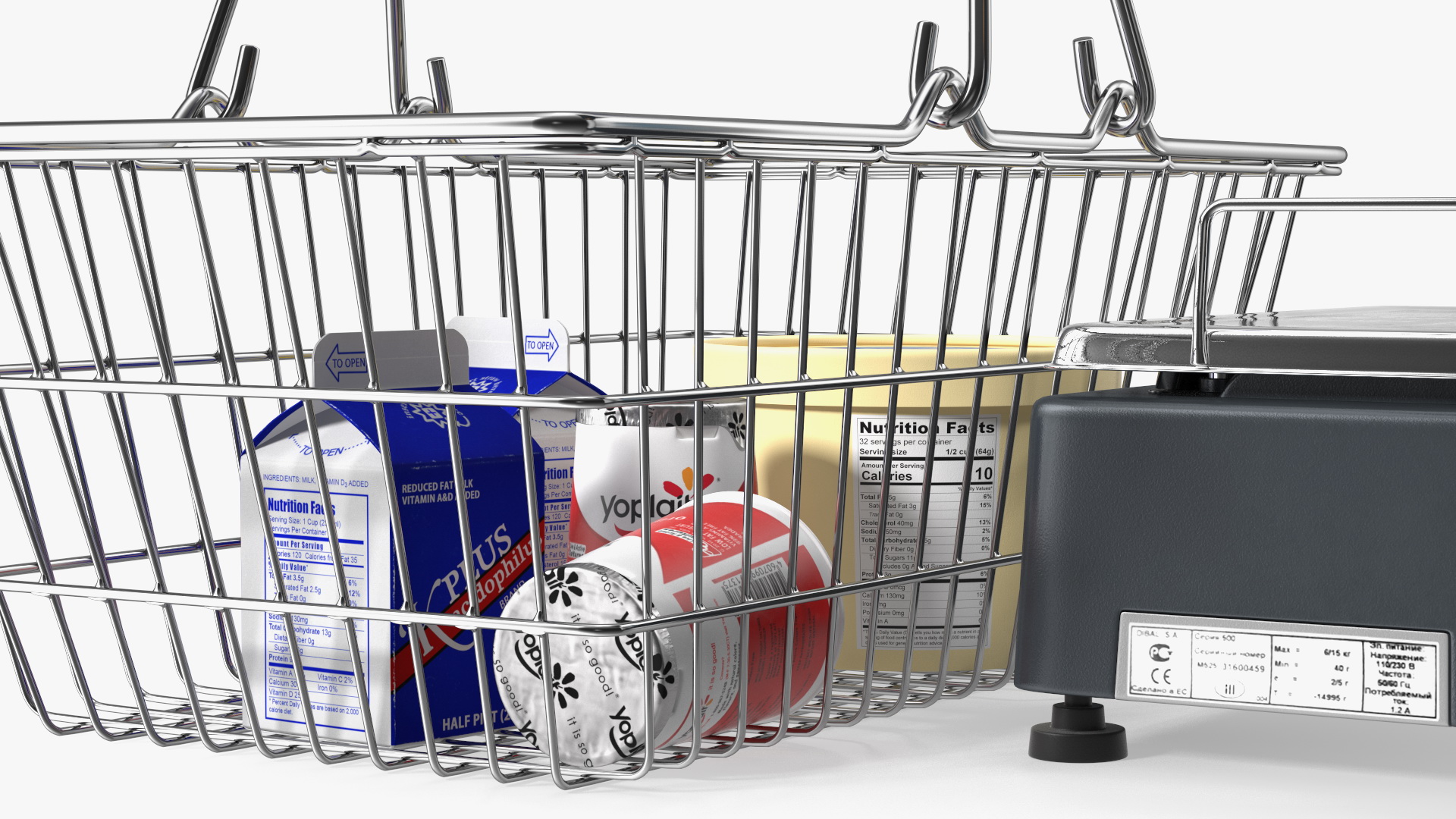 3D model Self-service Scales D-900 with Shopping Cart with Goods
