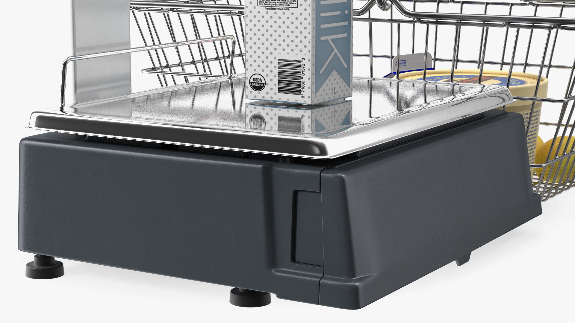 3D model Self-service Scales D-900 with Shopping Cart with Goods