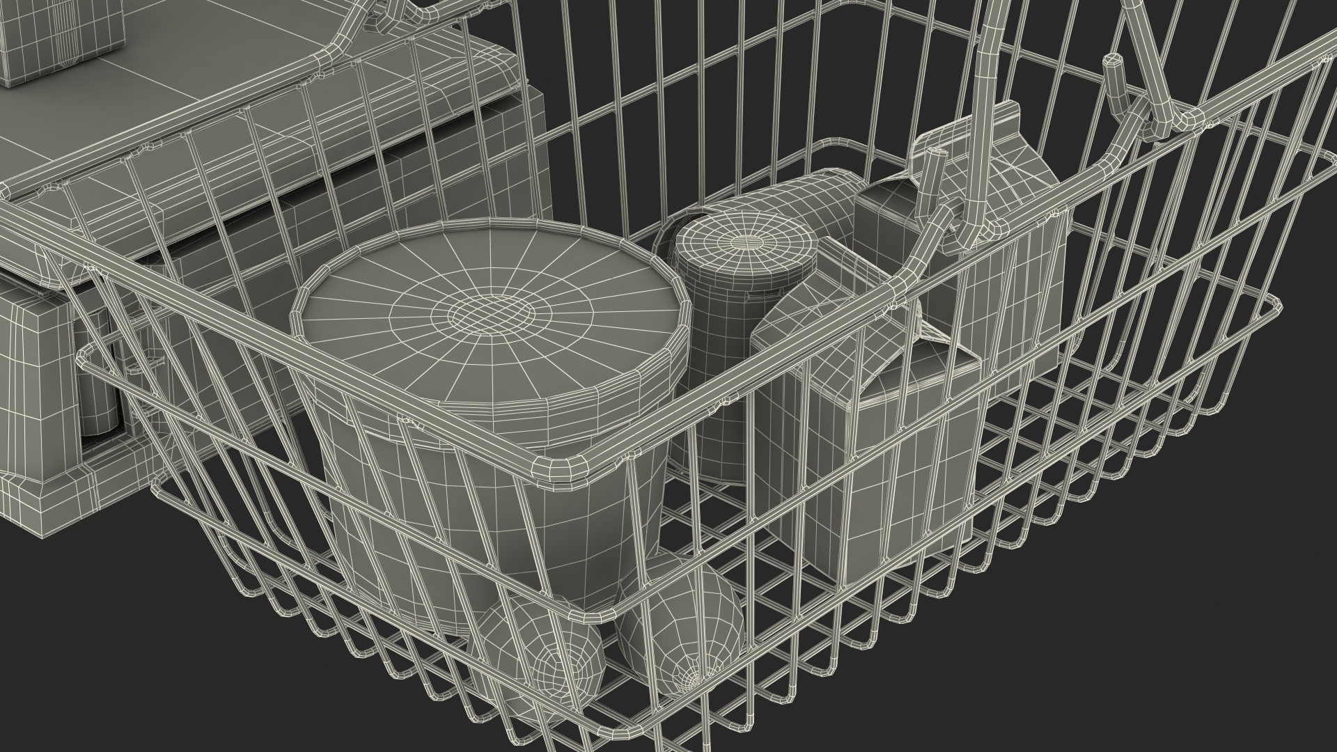 3D model Self-service Scales D-900 with Shopping Cart with Goods
