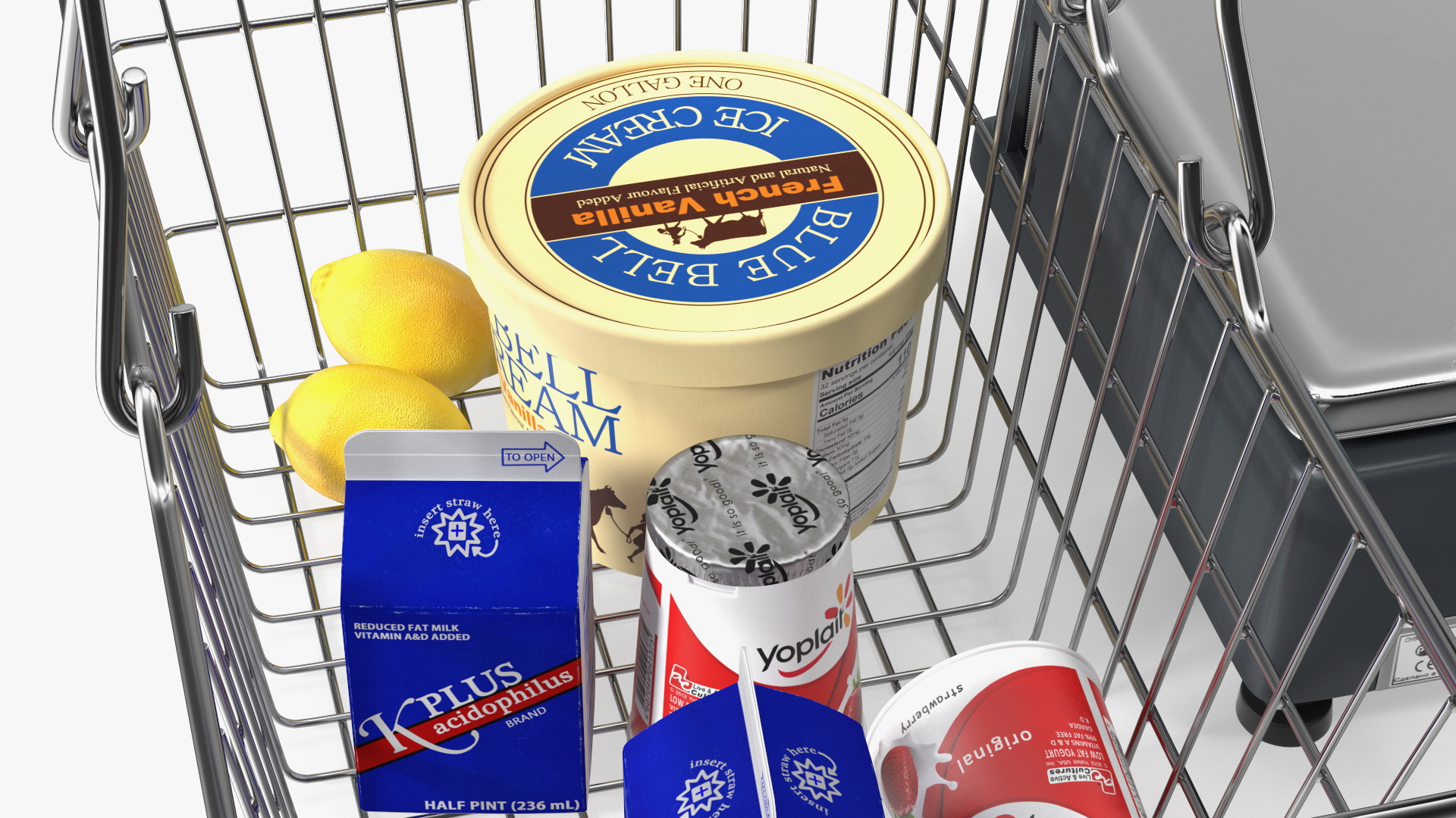 3D model Self-service Scales D-900 with Shopping Cart with Goods